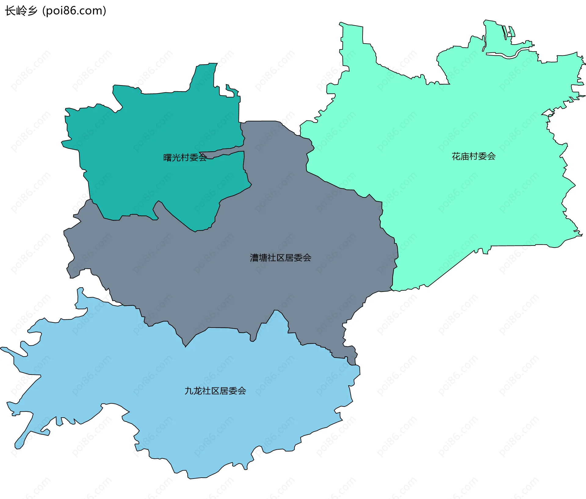 长岭乡边界地图(五级行政区划)