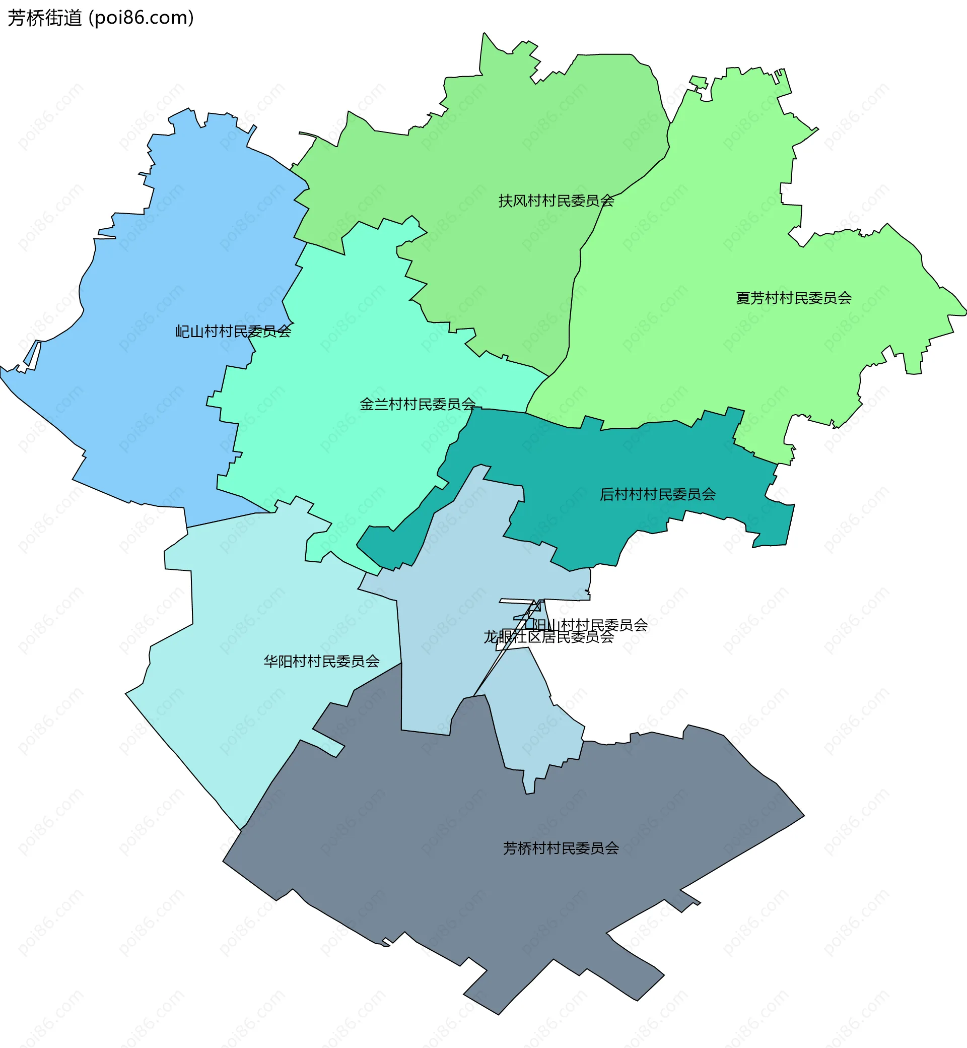 芳桥街道边界地图(五级行政区划)