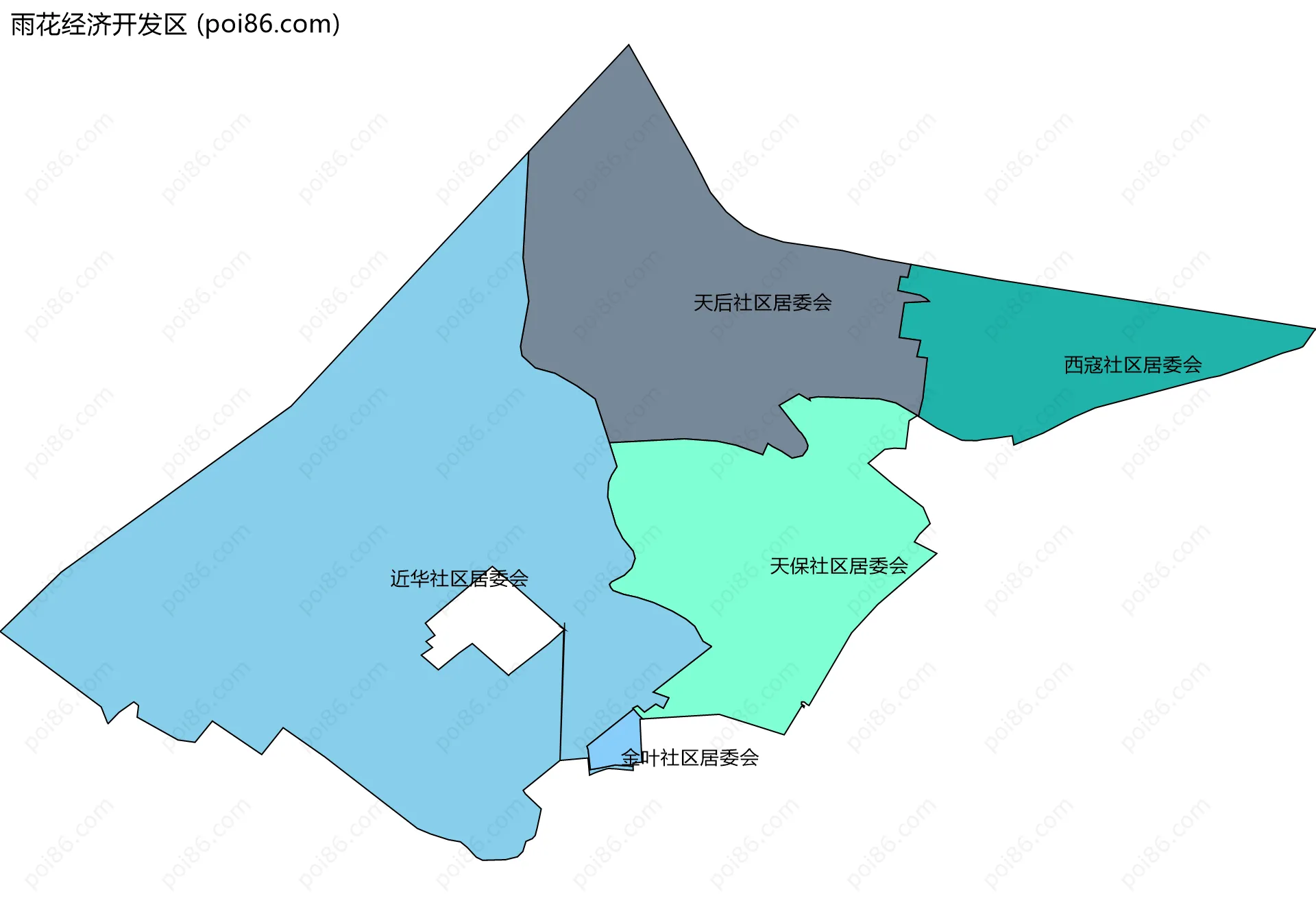 雨花经济开发区边界地图(五级行政区划)
