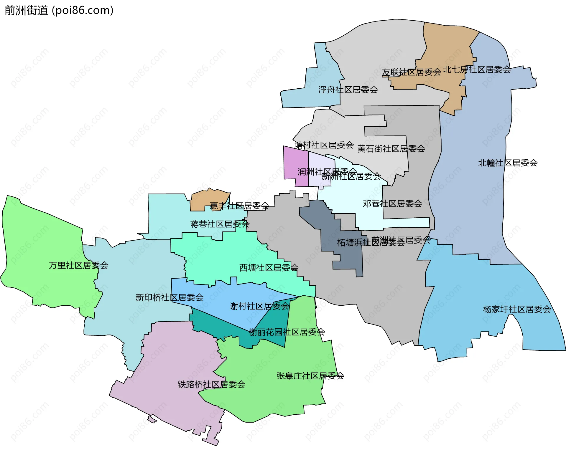 前洲街道边界地图(五级行政区划)