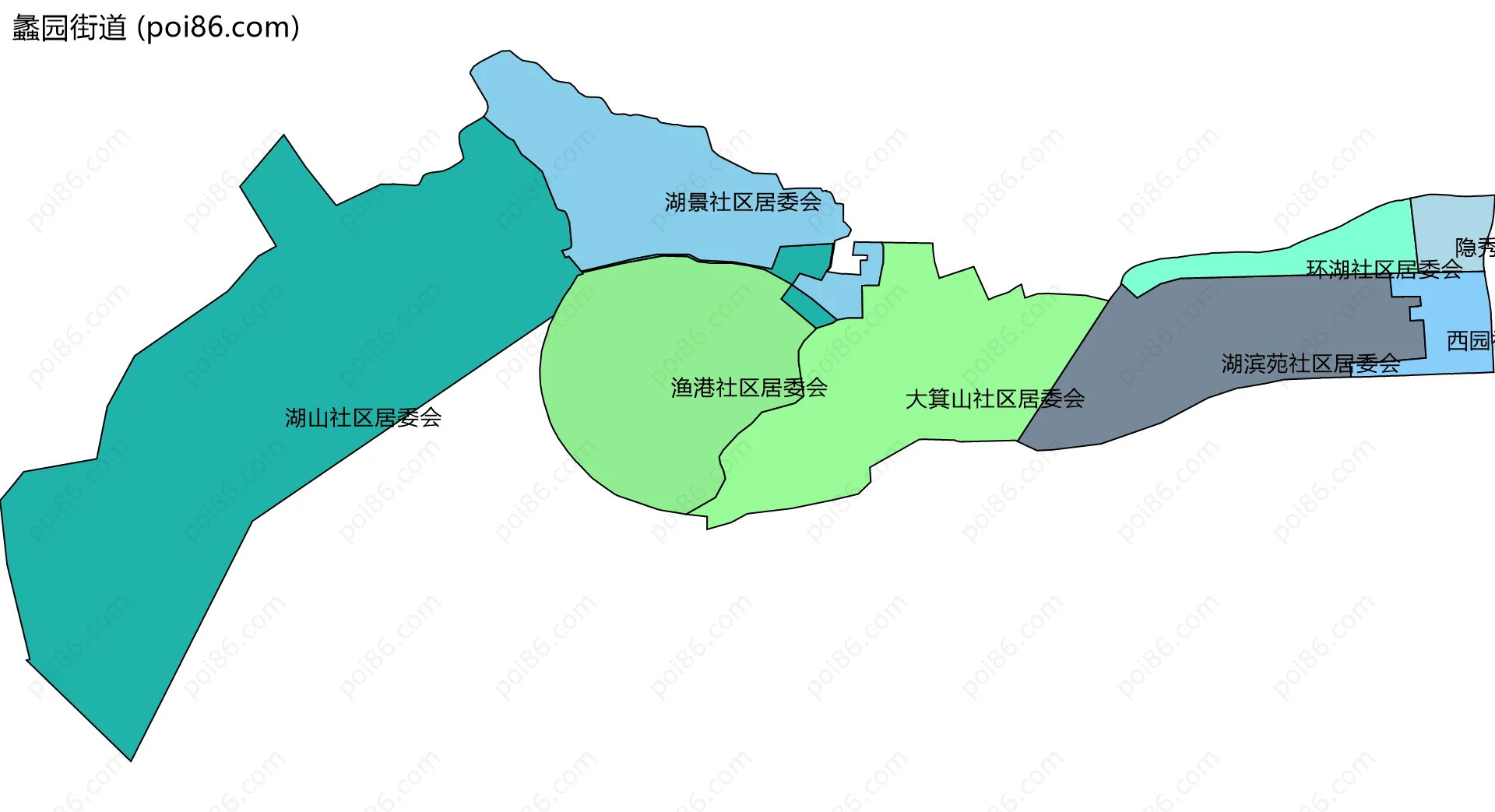 蠡园街道边界地图(五级行政区划)