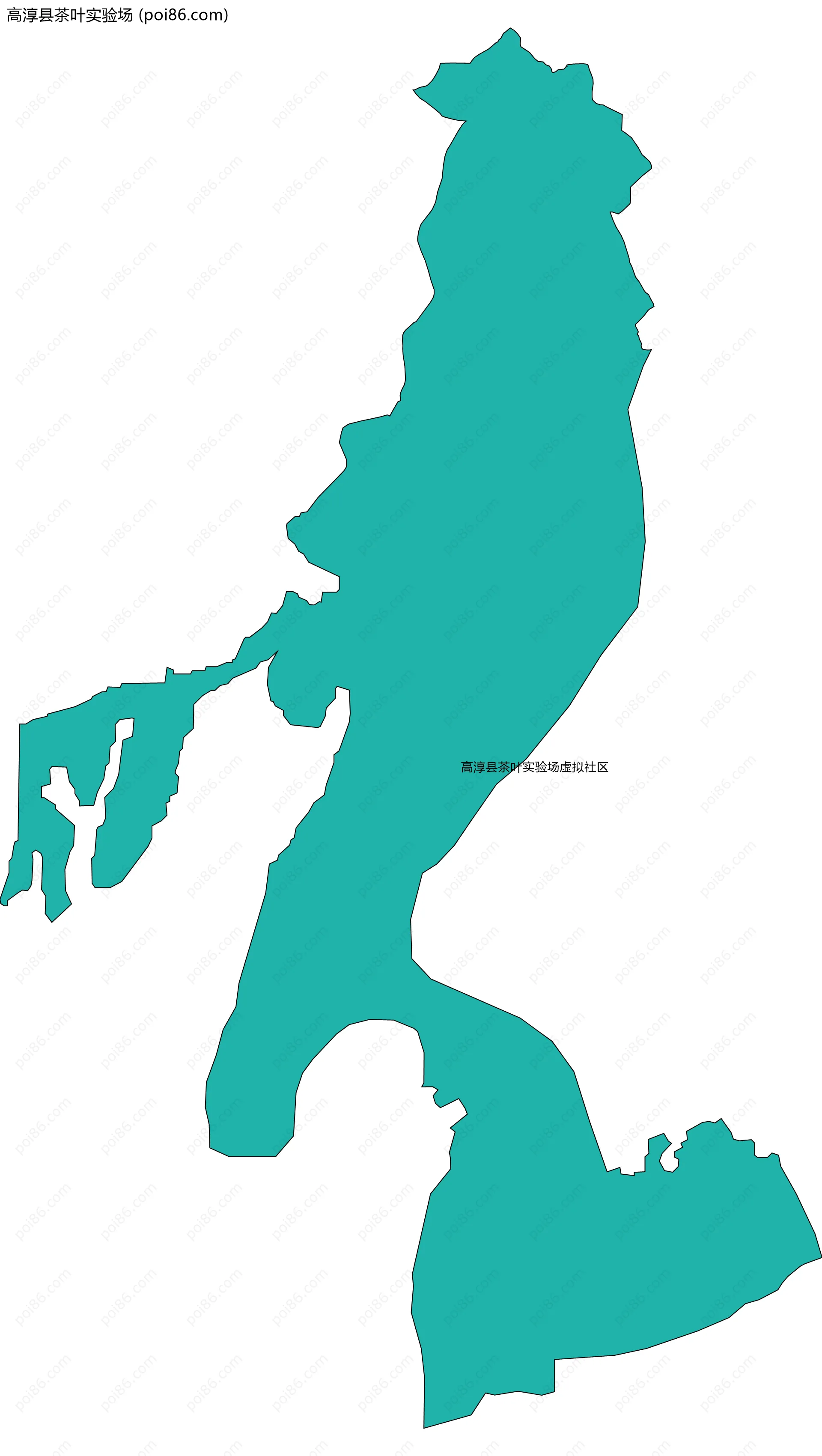 高淳县茶叶实验场边界地图(五级行政区划)