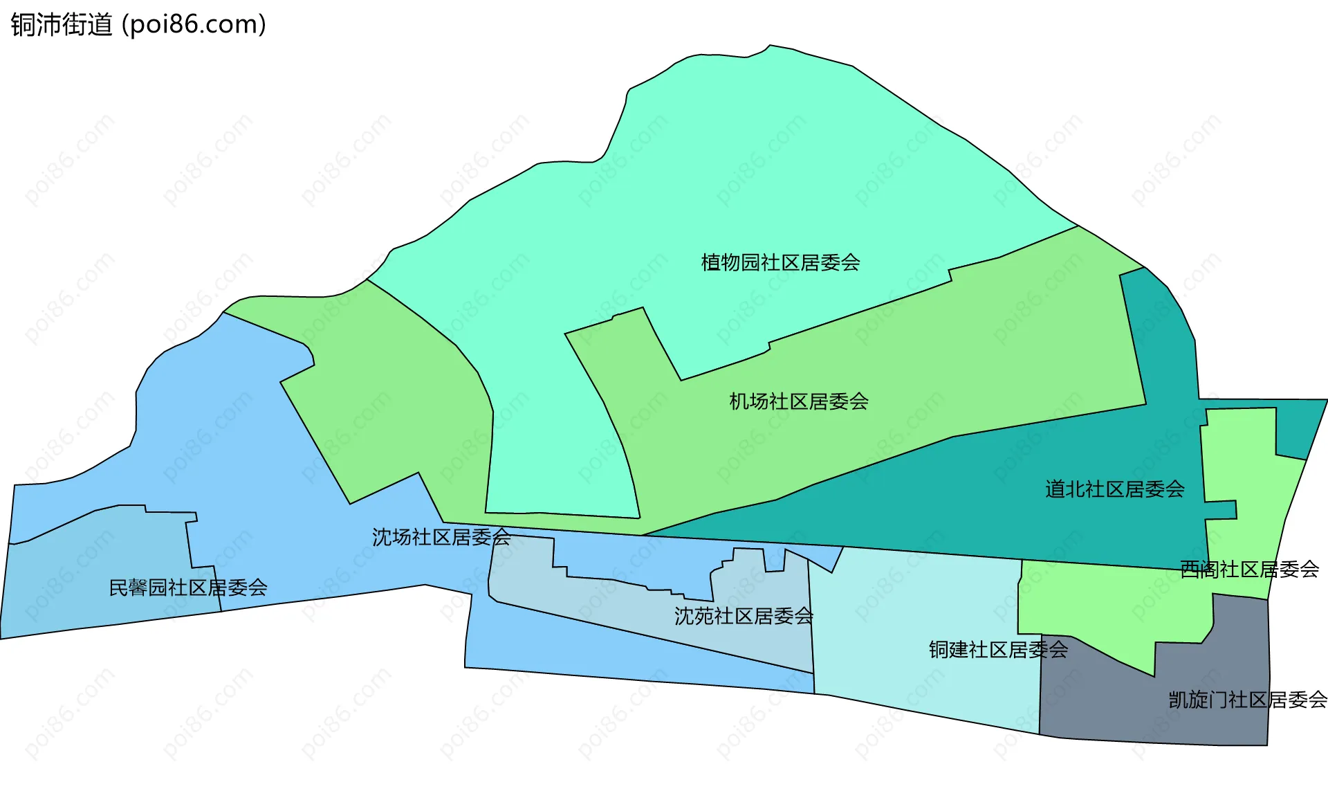 铜沛街道边界地图(五级行政区划)