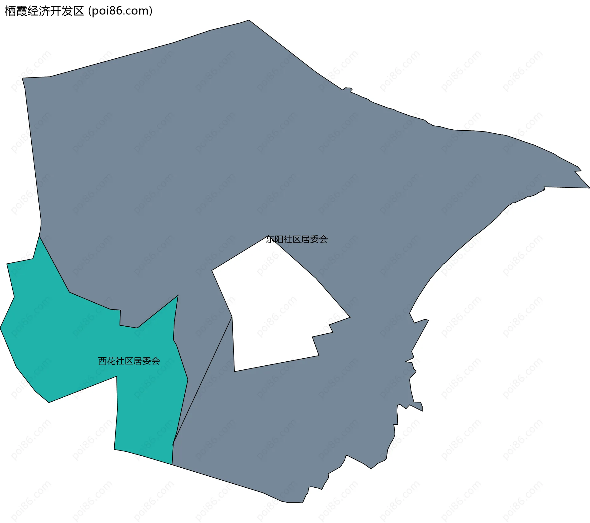 栖霞经济开发区边界地图(五级行政区划)