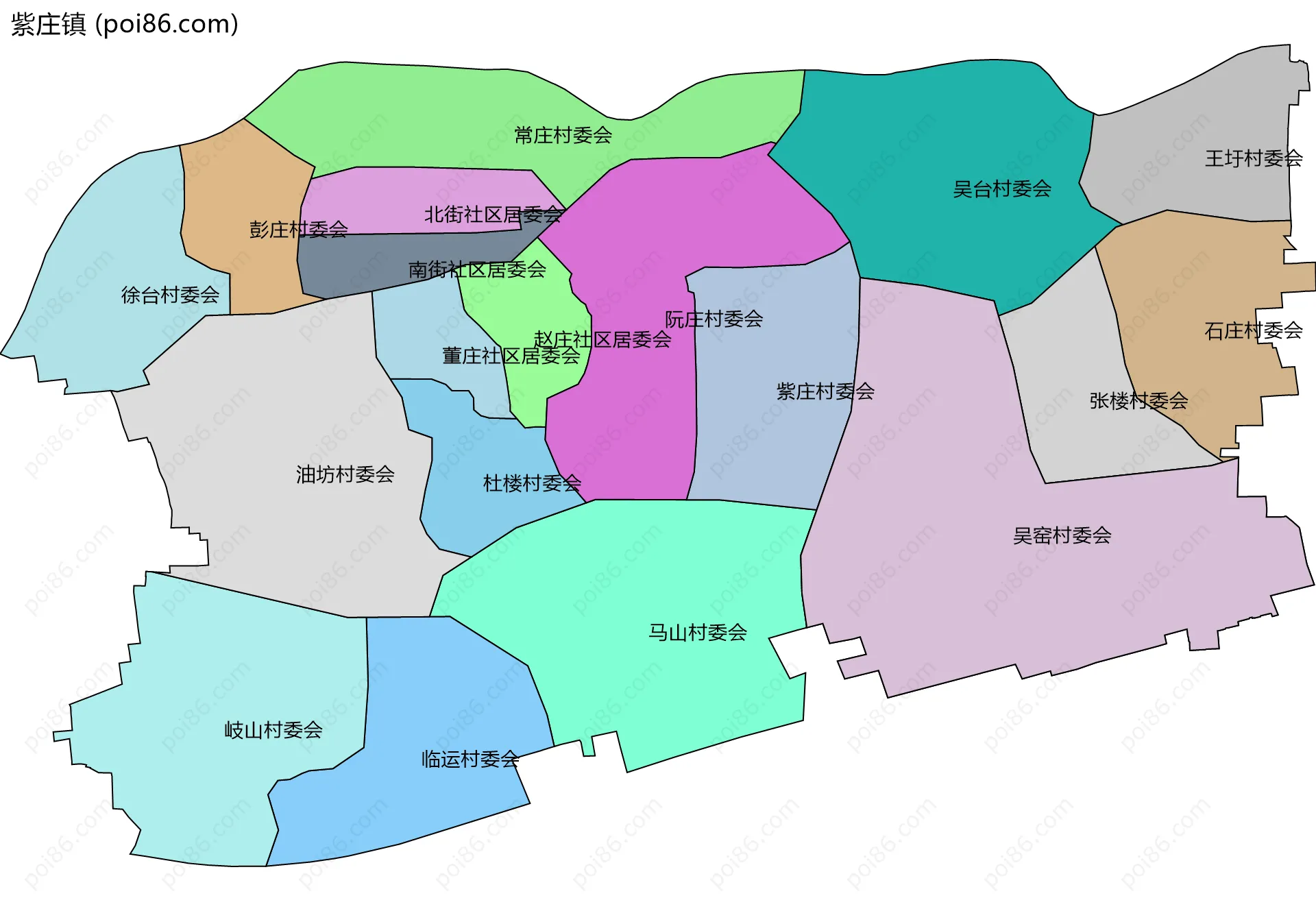 紫庄镇边界地图(五级行政区划)