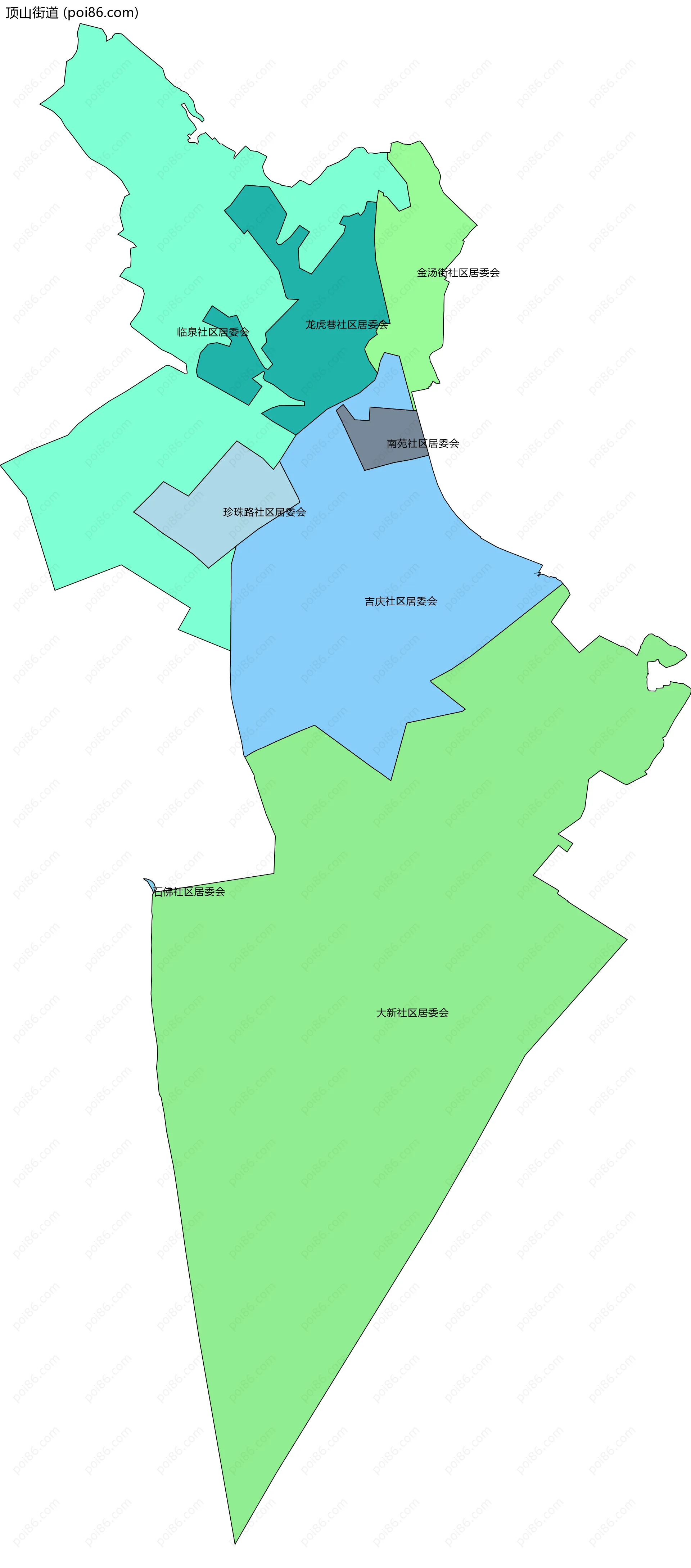 顶山街道边界地图(五级行政区划)