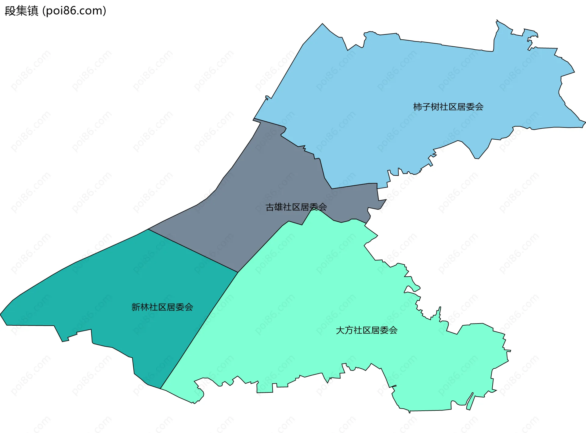 段集镇边界地图(五级行政区划)