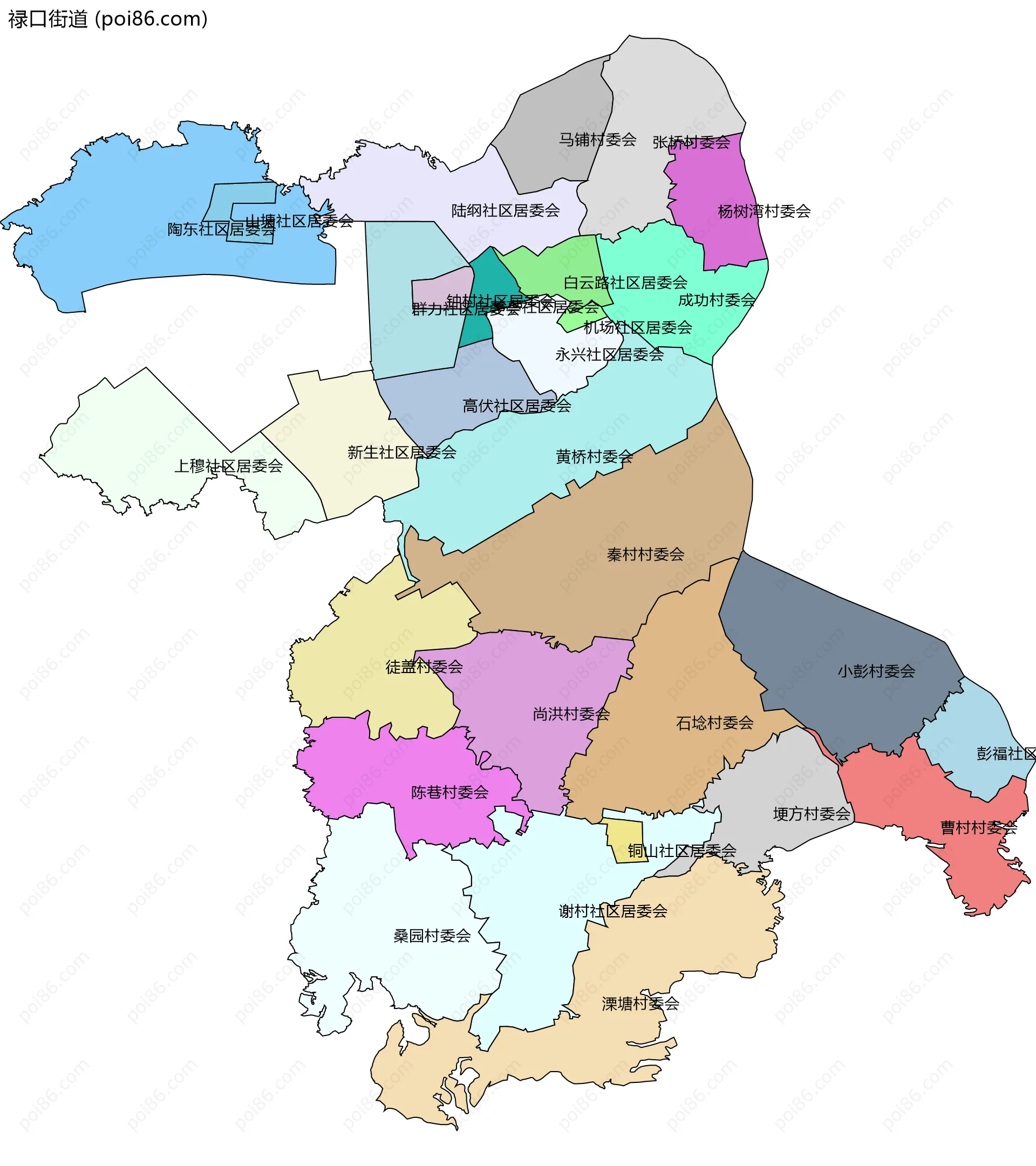 禄口街道边界地图(五级行政区划)