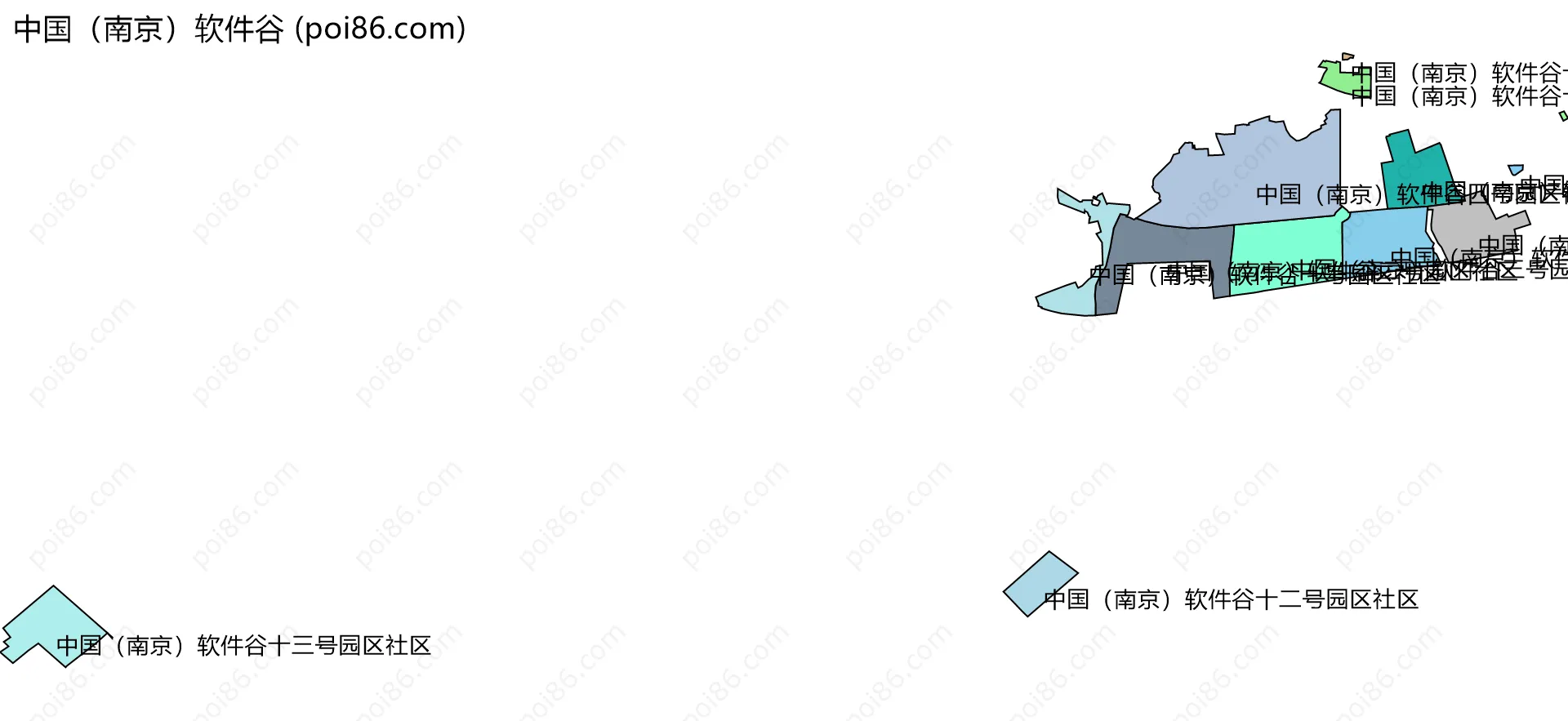 中国（南京）软件谷边界地图(五级行政区划)