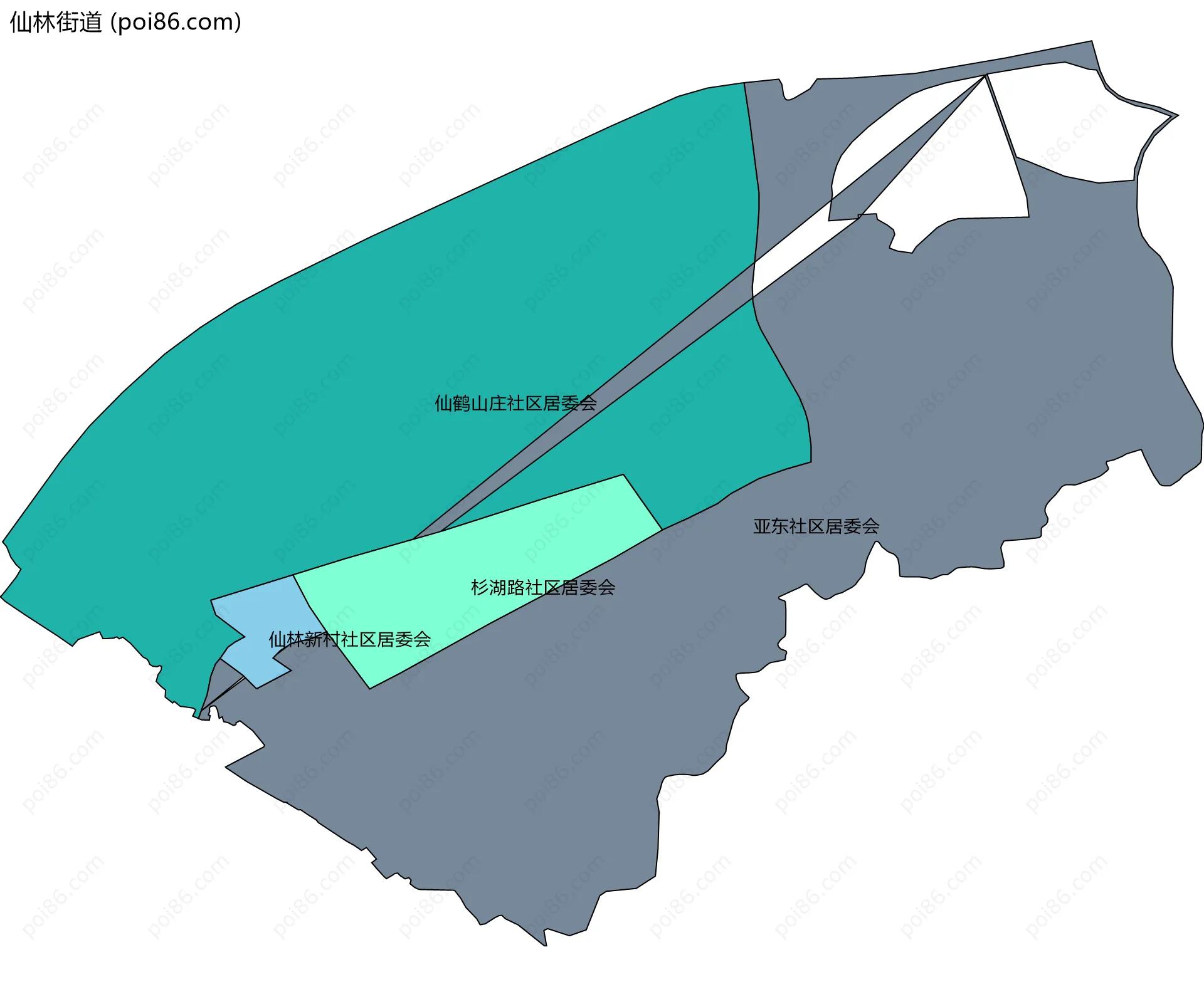 仙林街道边界地图(五级行政区划)
