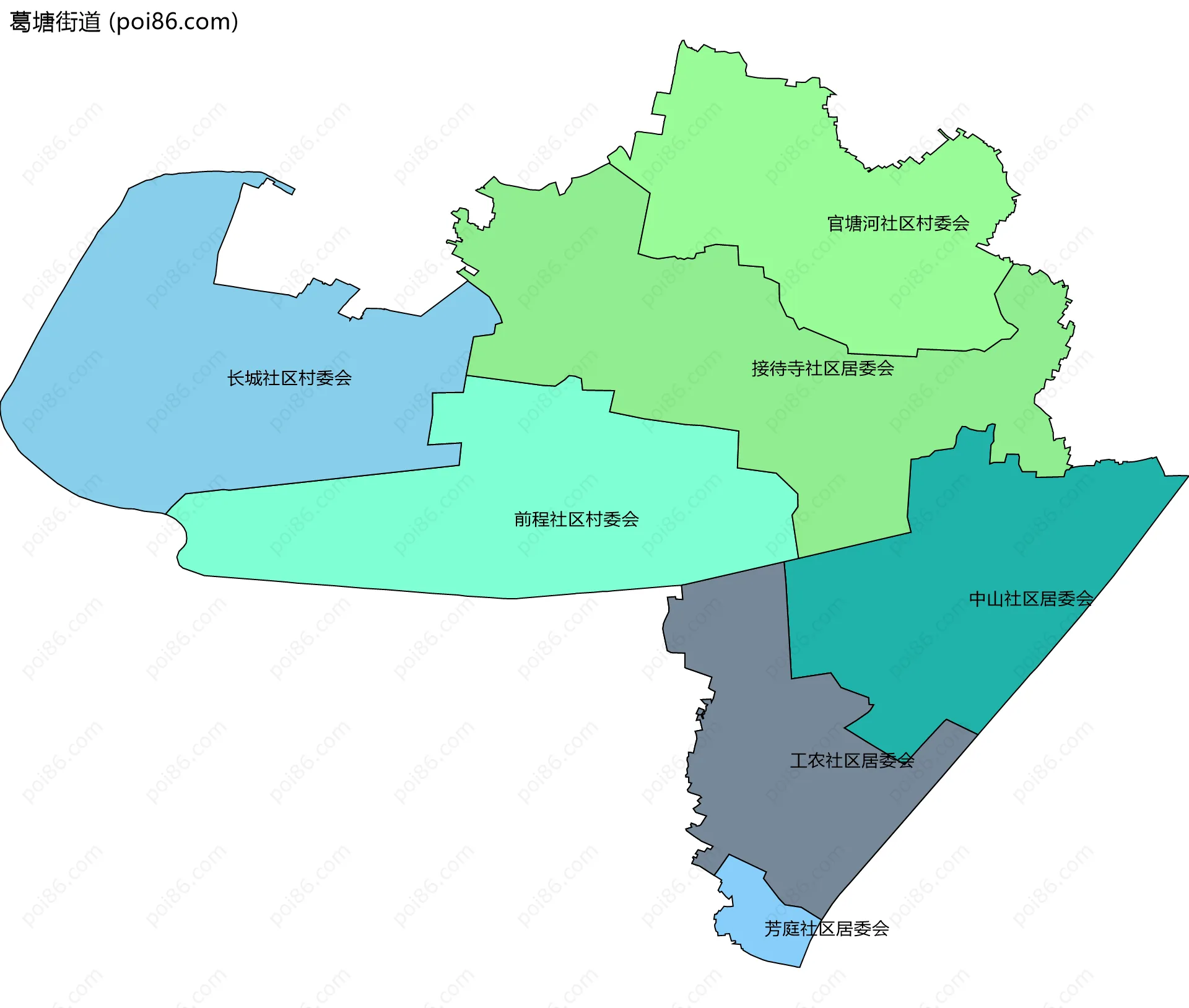 葛塘街道边界地图(五级行政区划)