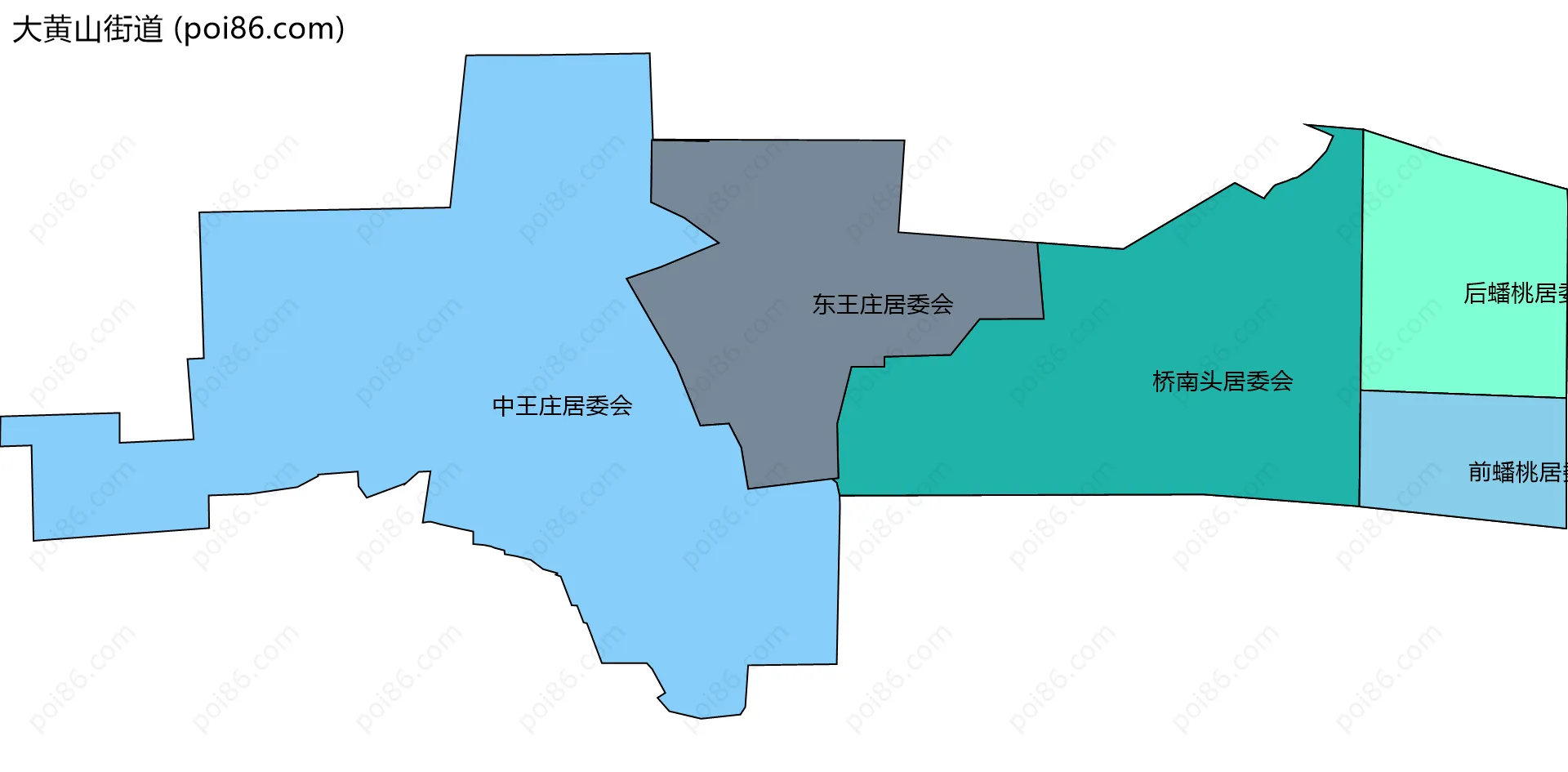 大黄山街道边界地图(五级行政区划)