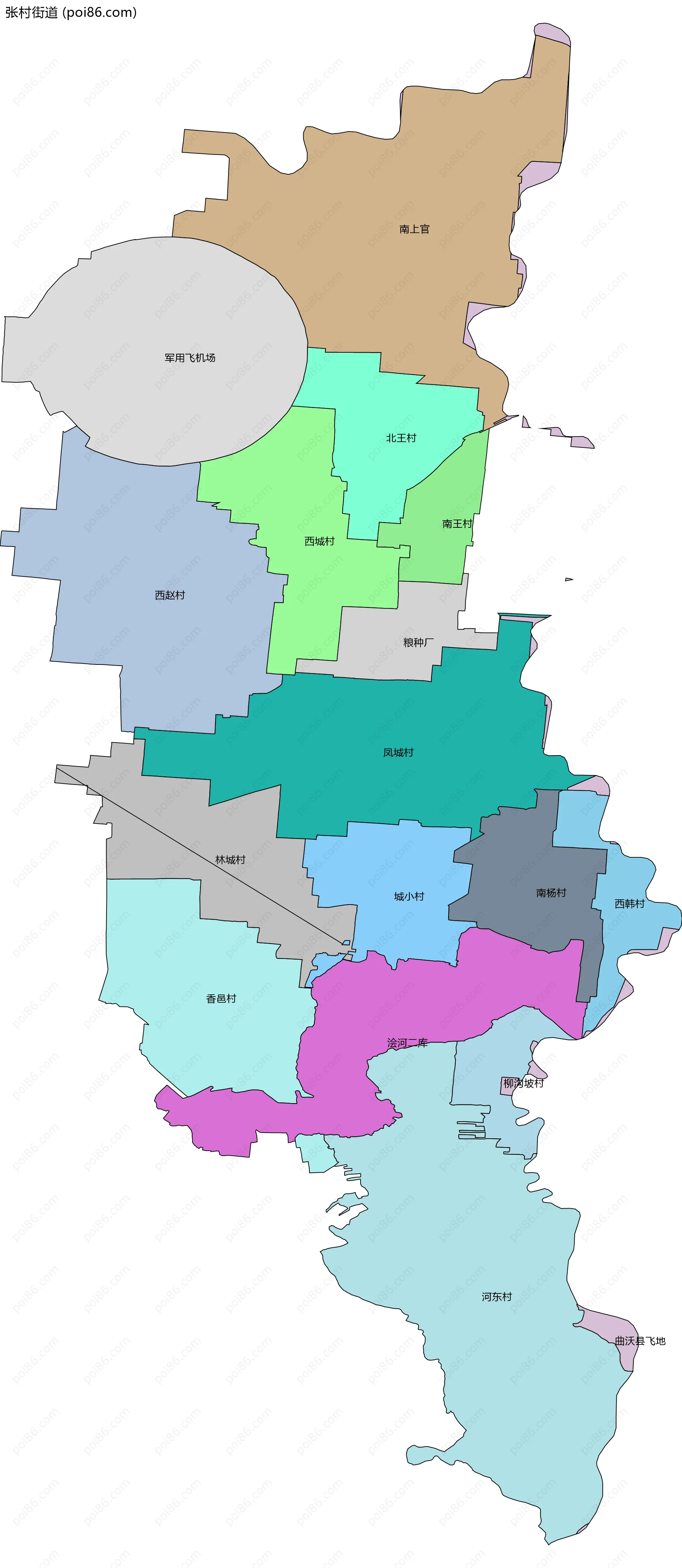 张村街道边界地图(五级行政区划)