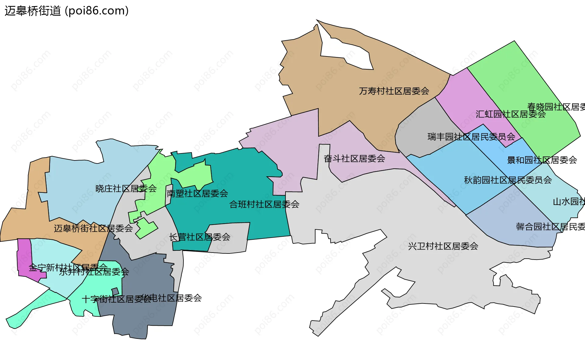 迈皋桥街道边界地图(五级行政区划)