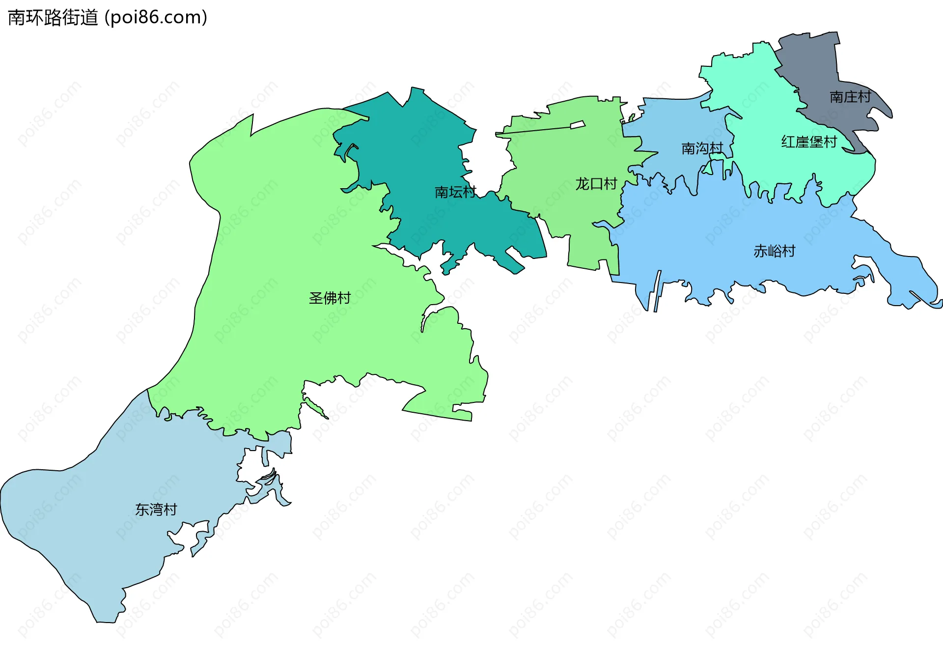南环路街道边界地图(五级行政区划)