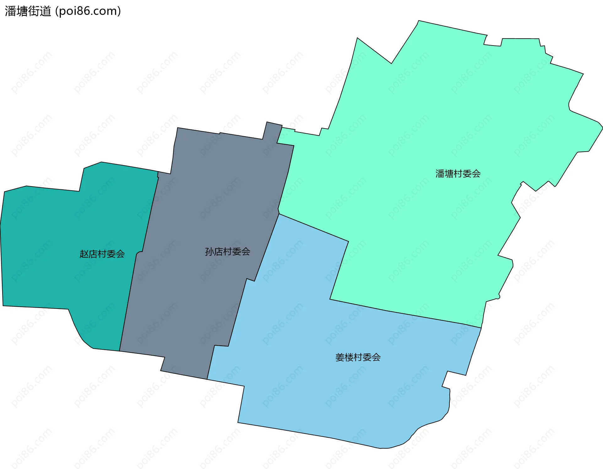 潘塘街道边界地图(五级行政区划)
