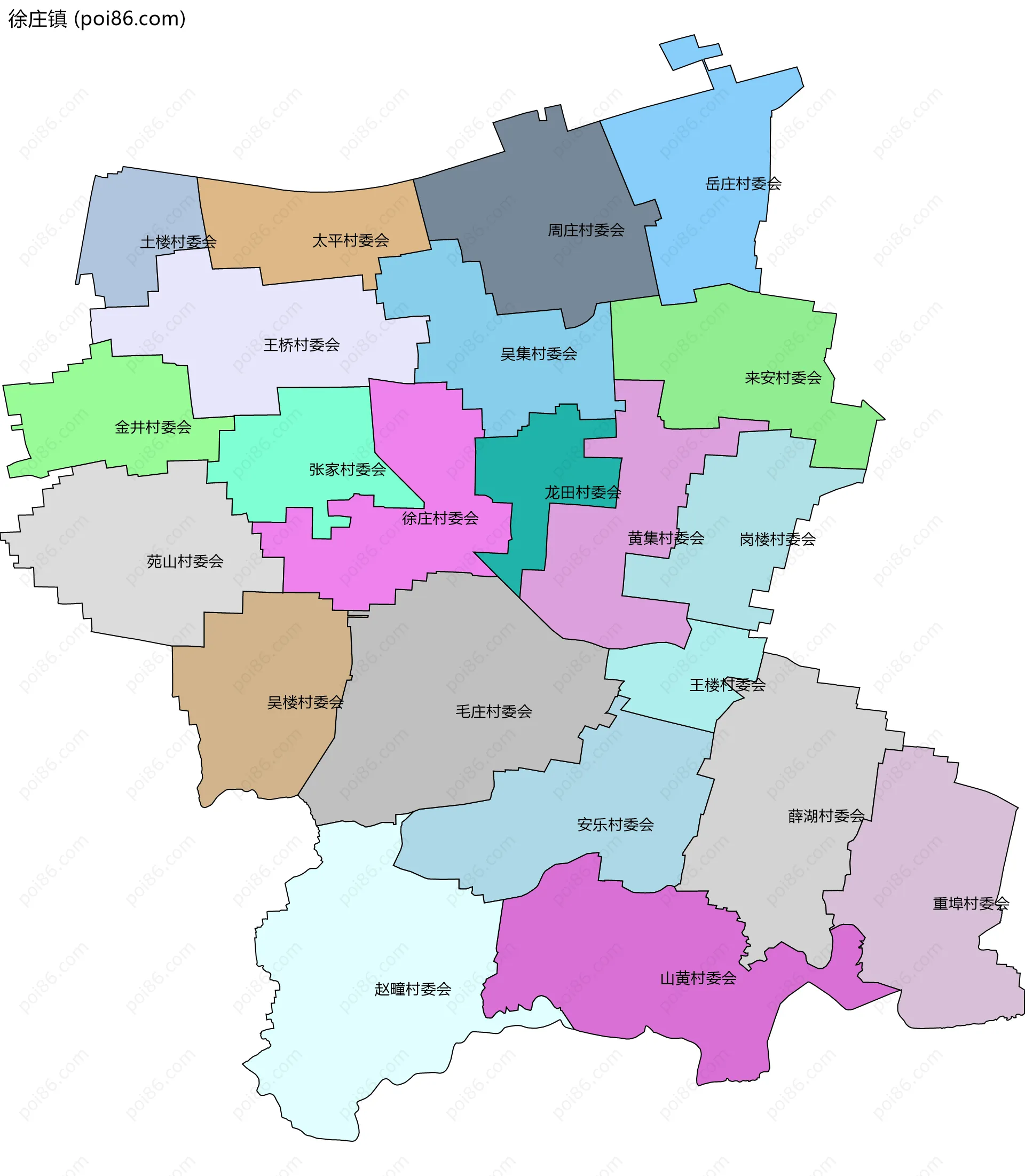 徐庄镇边界地图(五级行政区划)