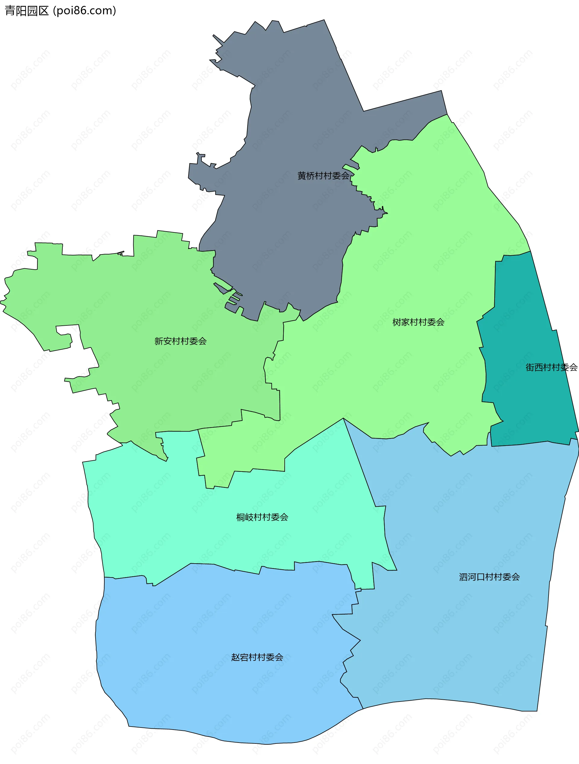 青阳园区边界地图(五级行政区划)