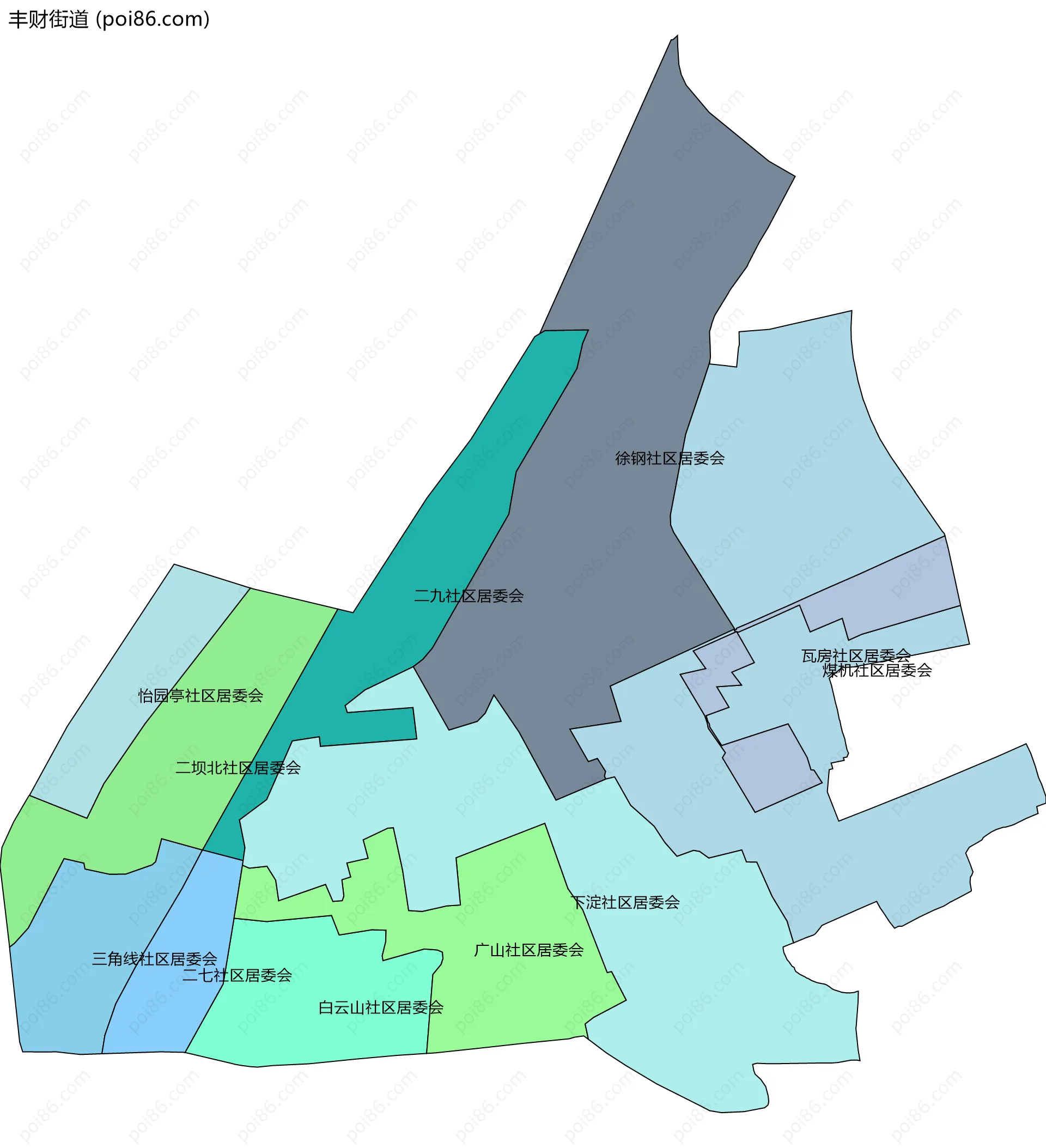 丰财街道边界地图(五级行政区划)