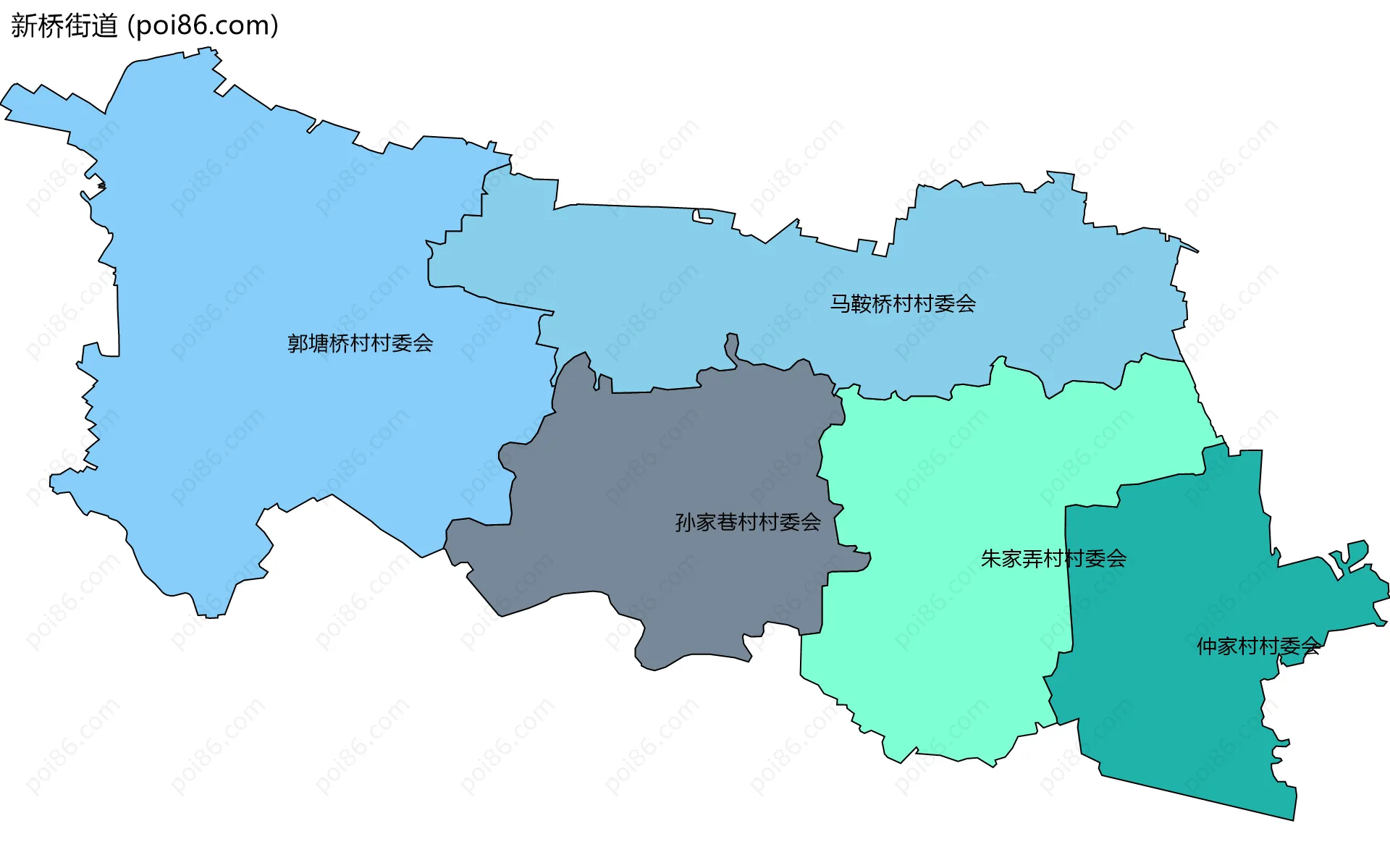 新桥街道边界地图(五级行政区划)
