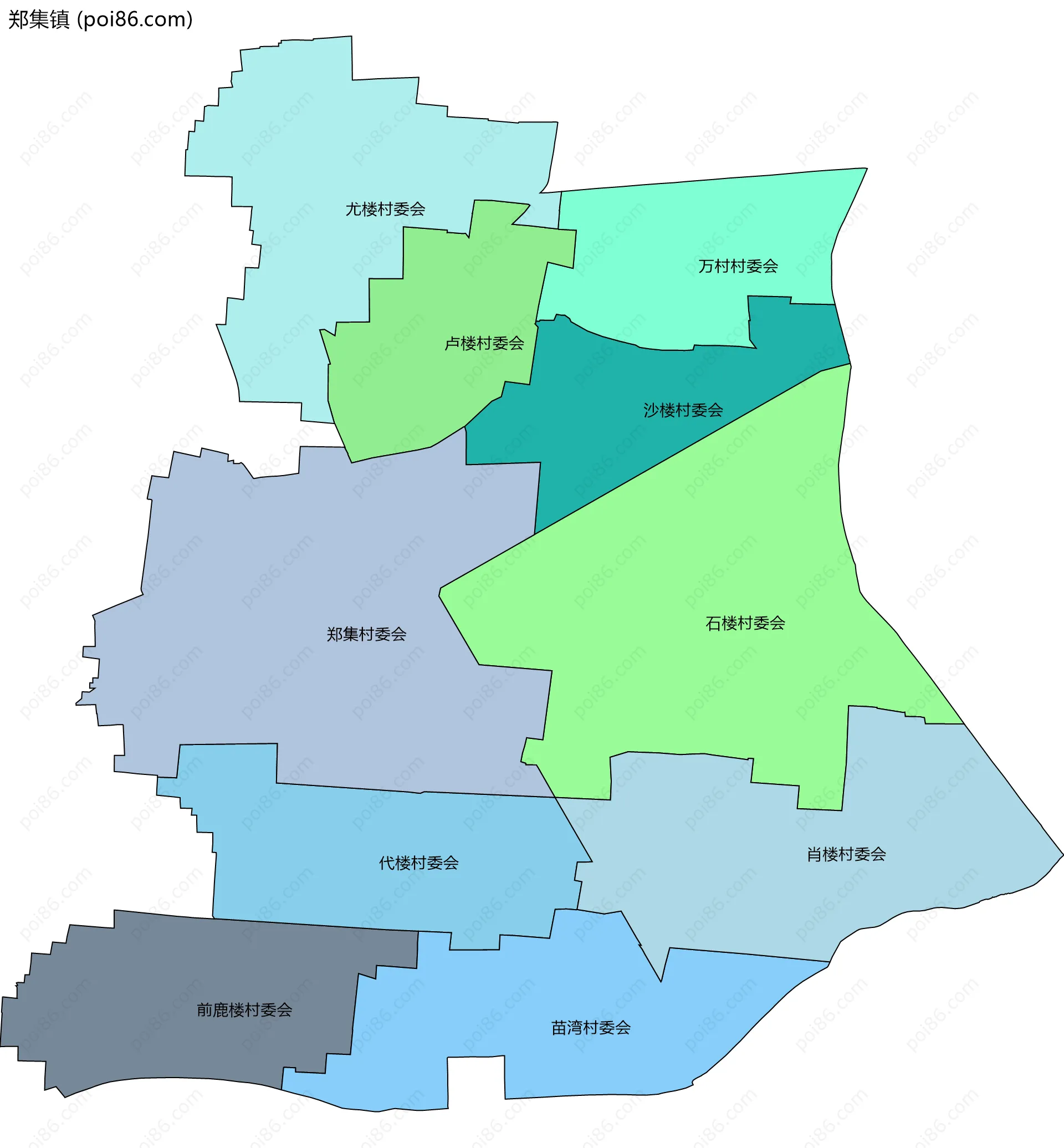 郑集镇边界地图(五级行政区划)