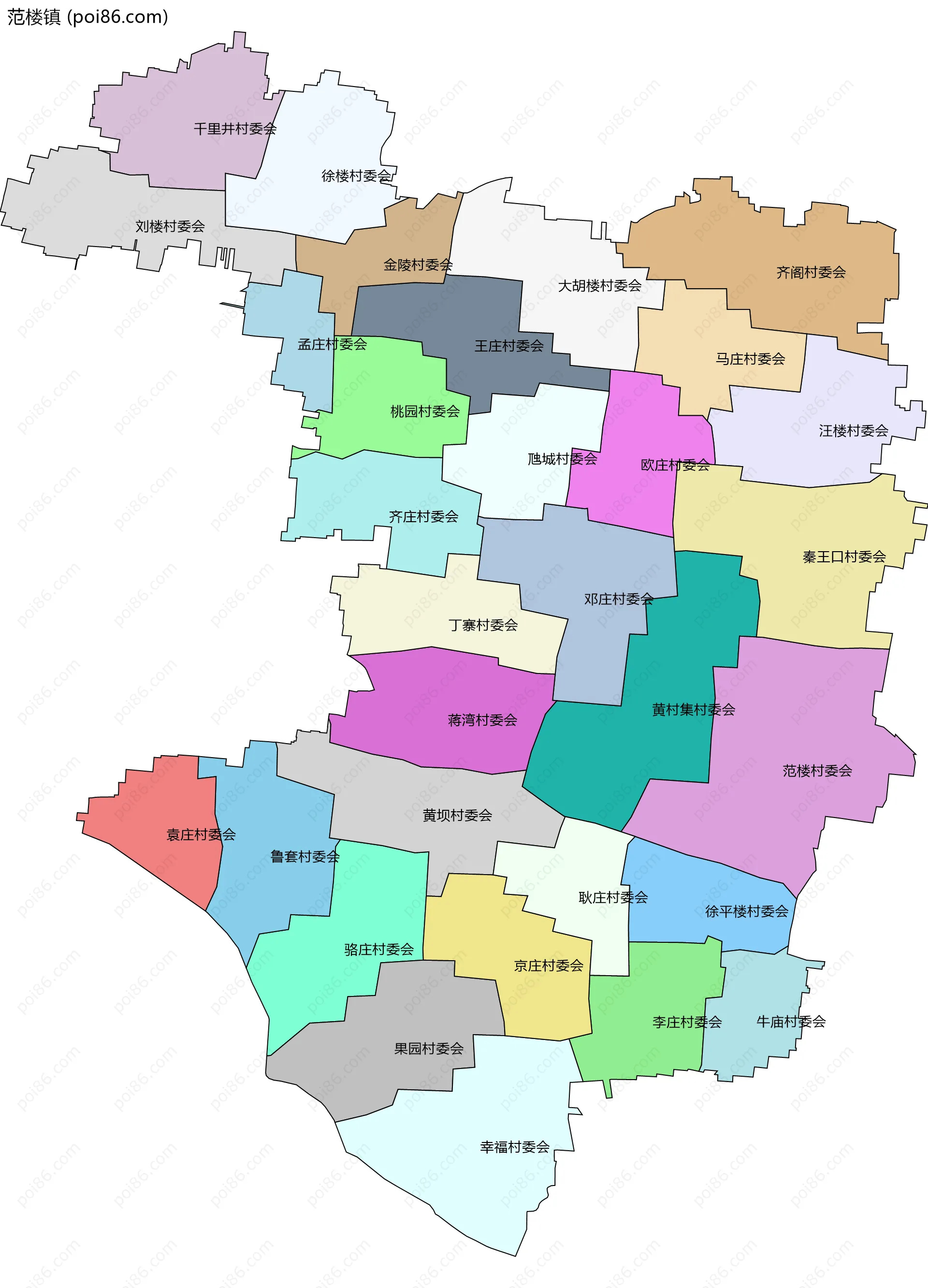 范楼镇边界地图(五级行政区划)