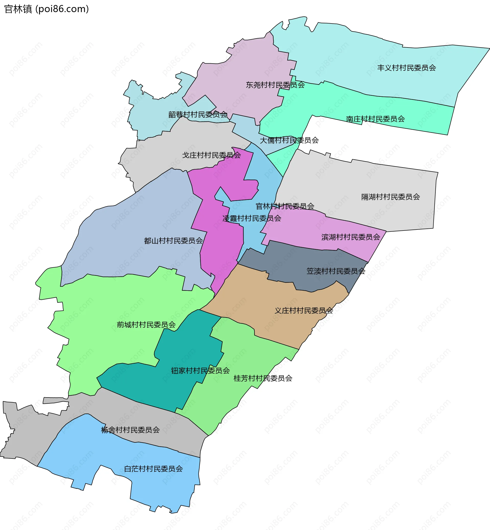 官林镇边界地图(五级行政区划)