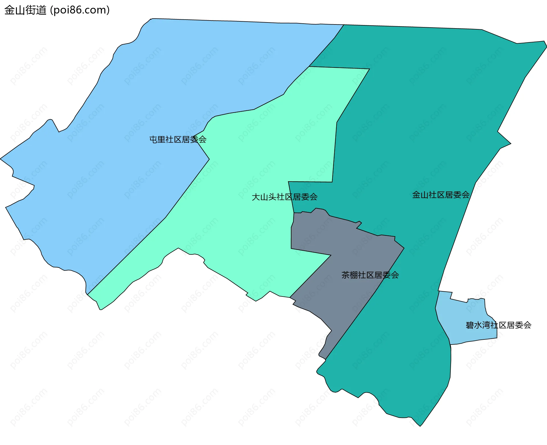 金山街道边界地图(五级行政区划)