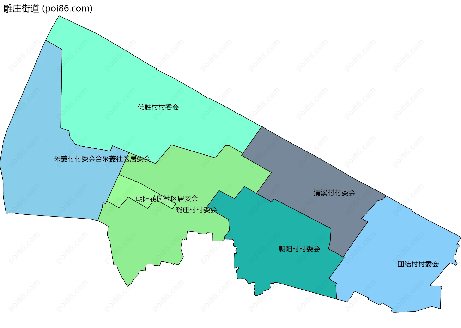 雕庄街道边界地图(五级行政区划)