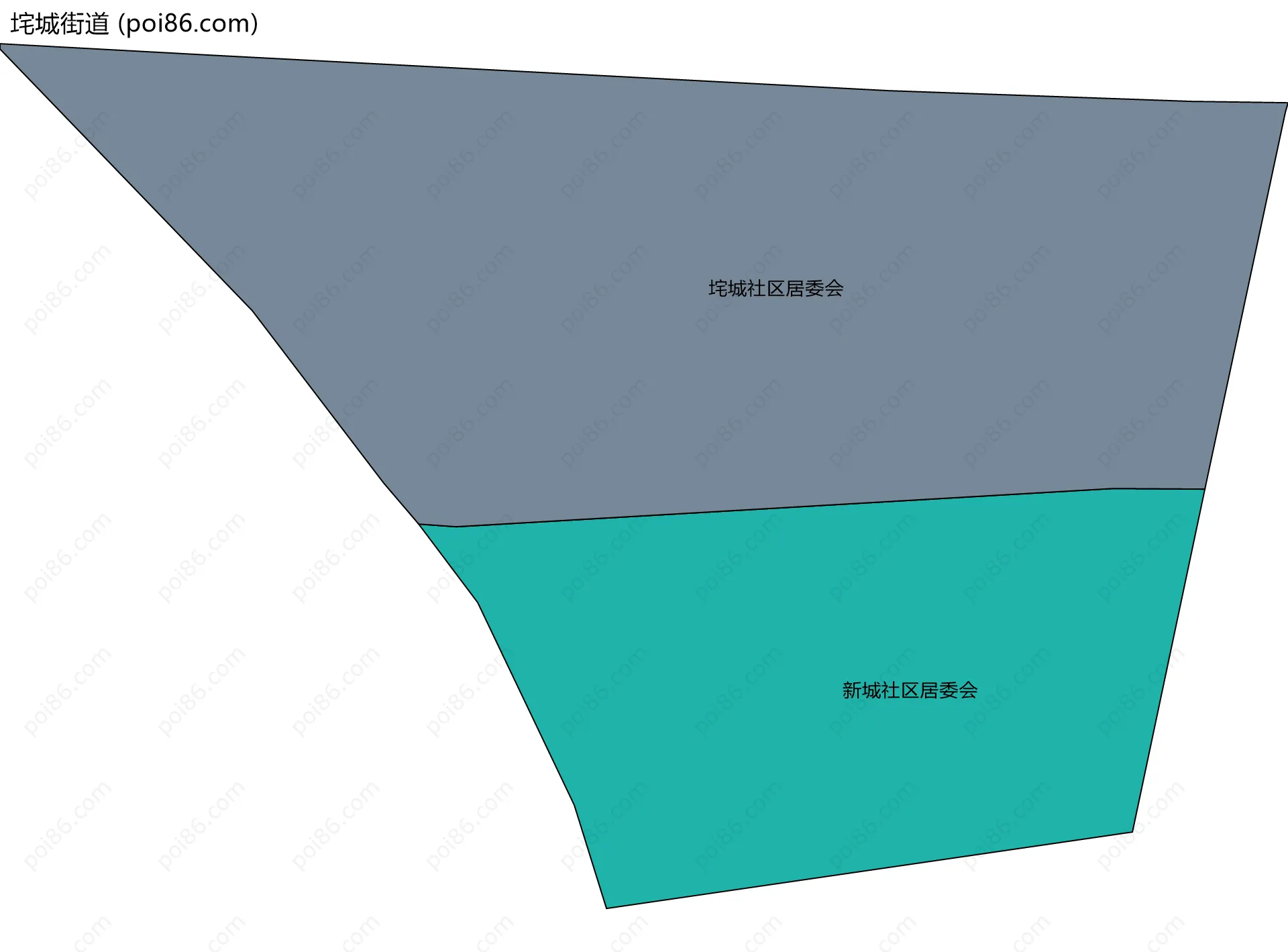 垞城街道边界地图(五级行政区划)
