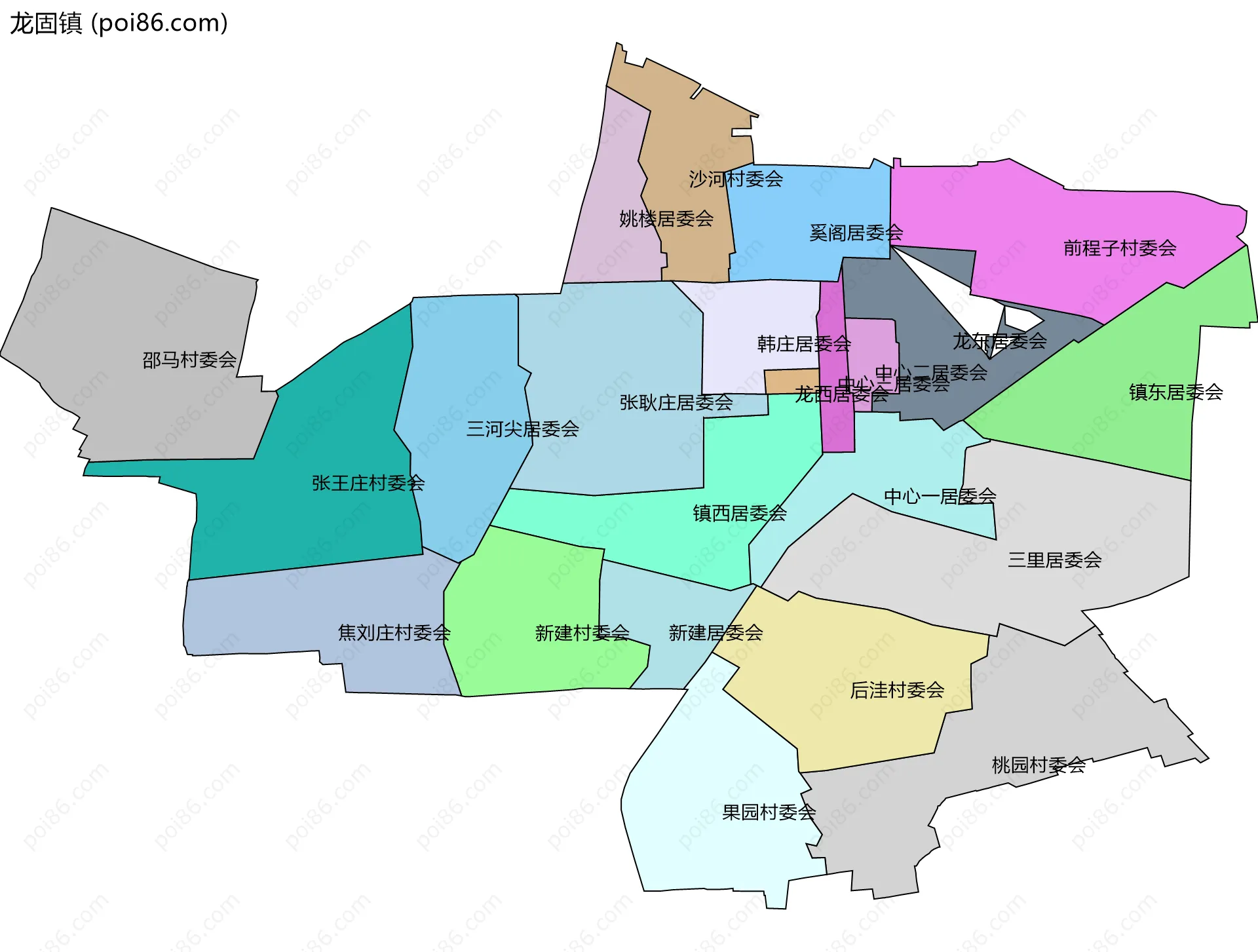 龙固镇边界地图(五级行政区划)