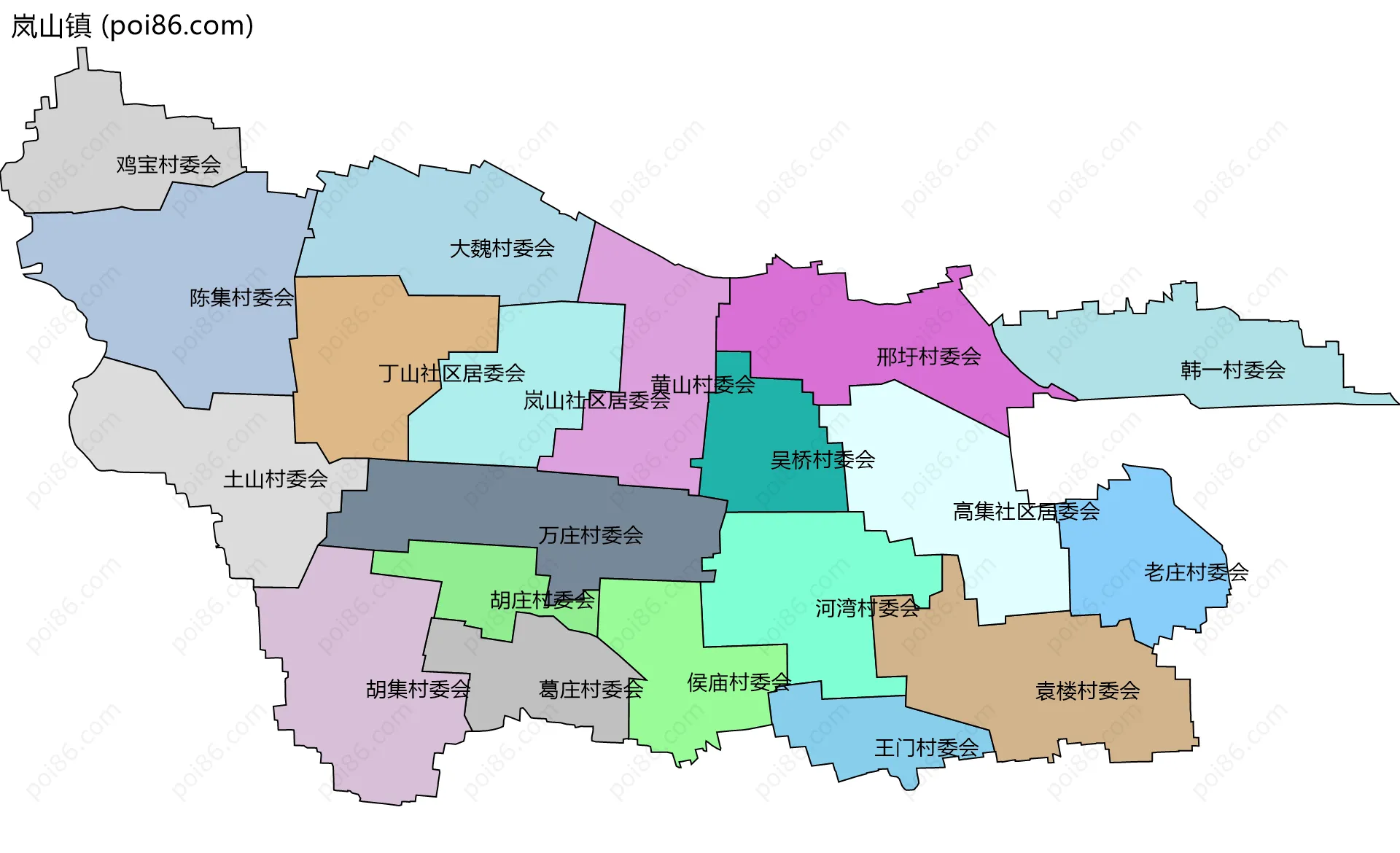 岚山镇边界地图(五级行政区划)