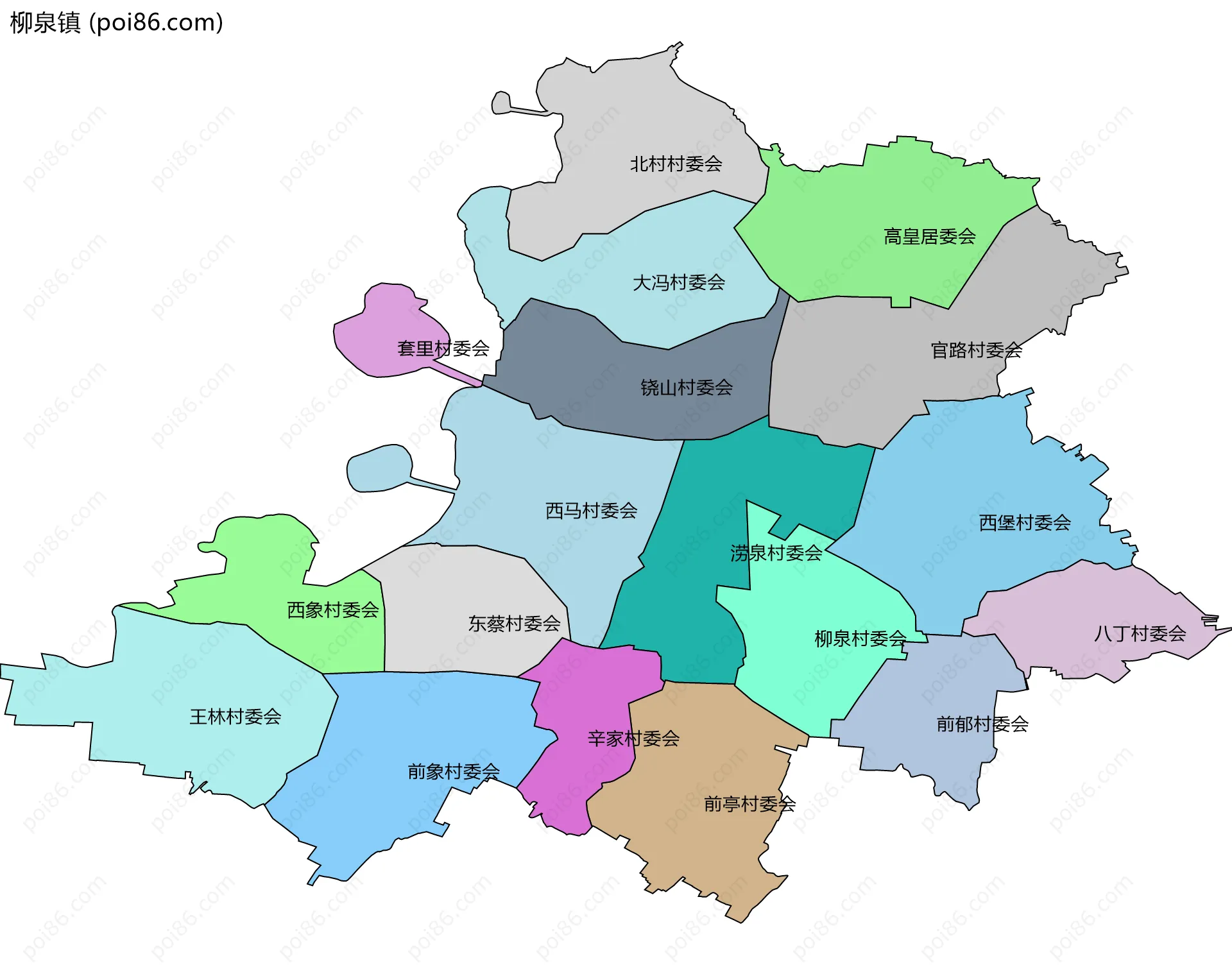 柳泉镇边界地图(五级行政区划)