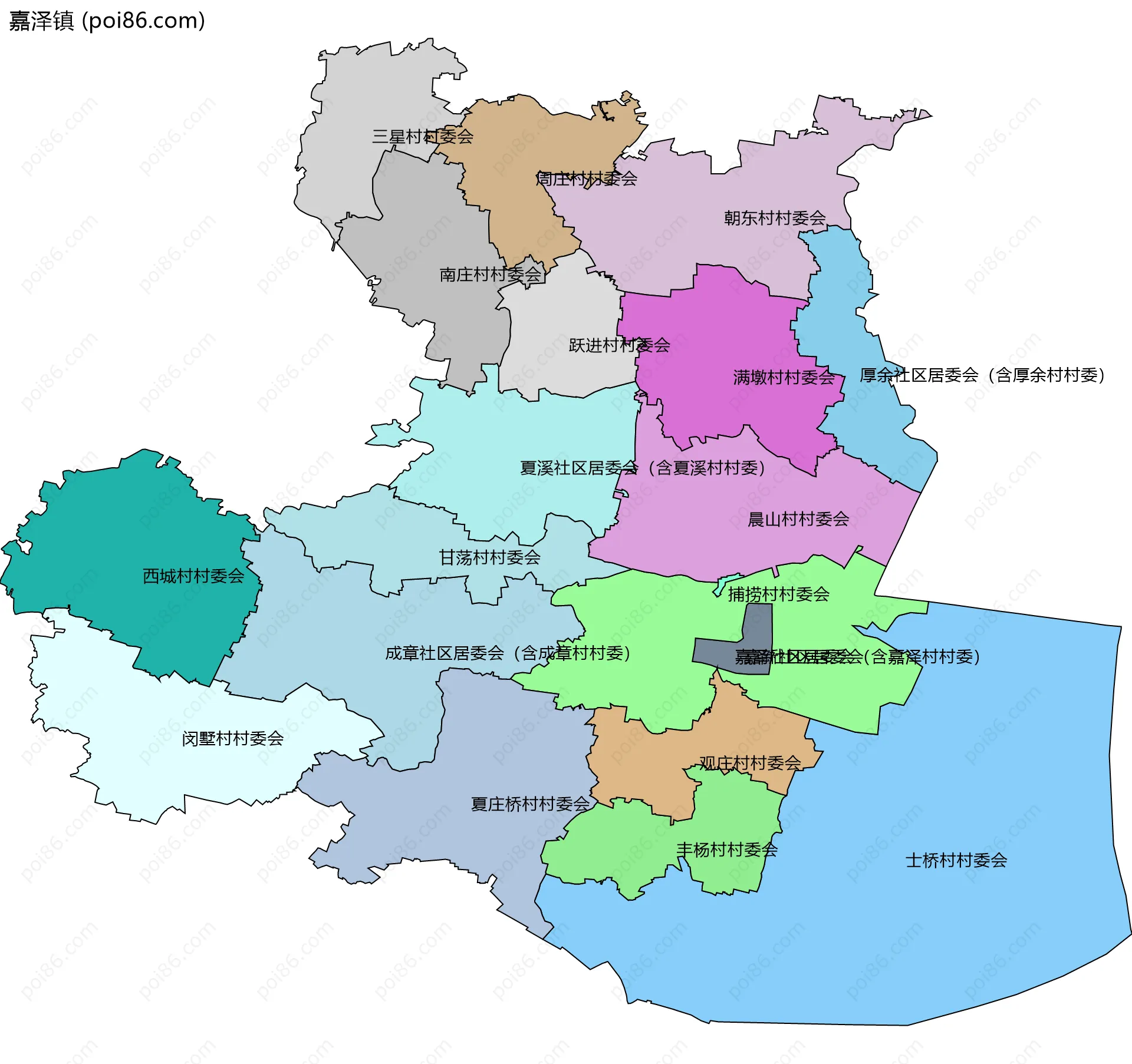 嘉泽镇边界地图(五级行政区划)