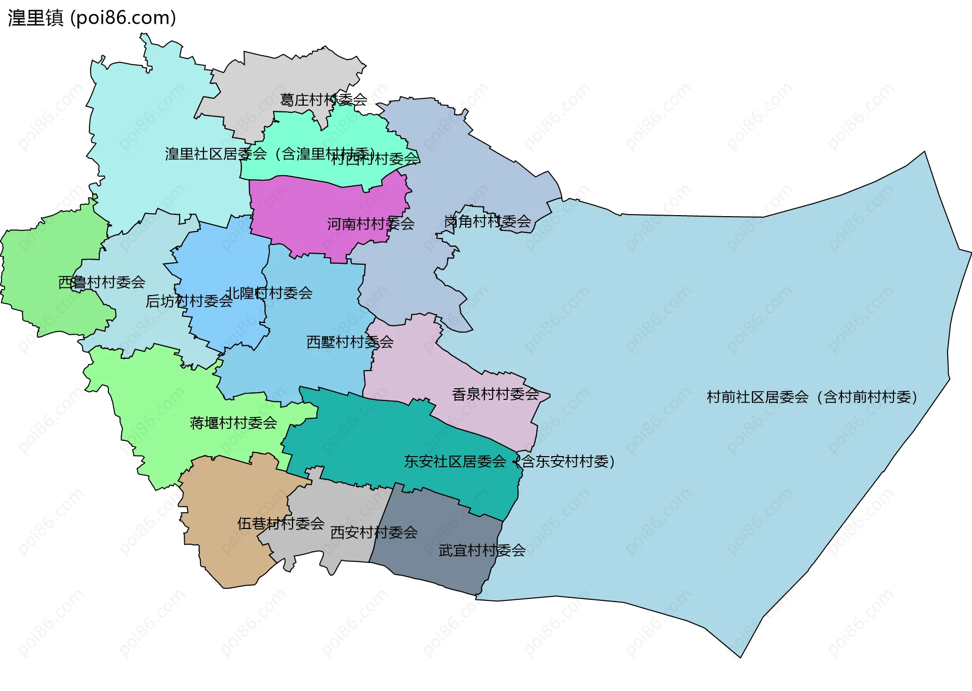 湟里镇边界地图(五级行政区划)