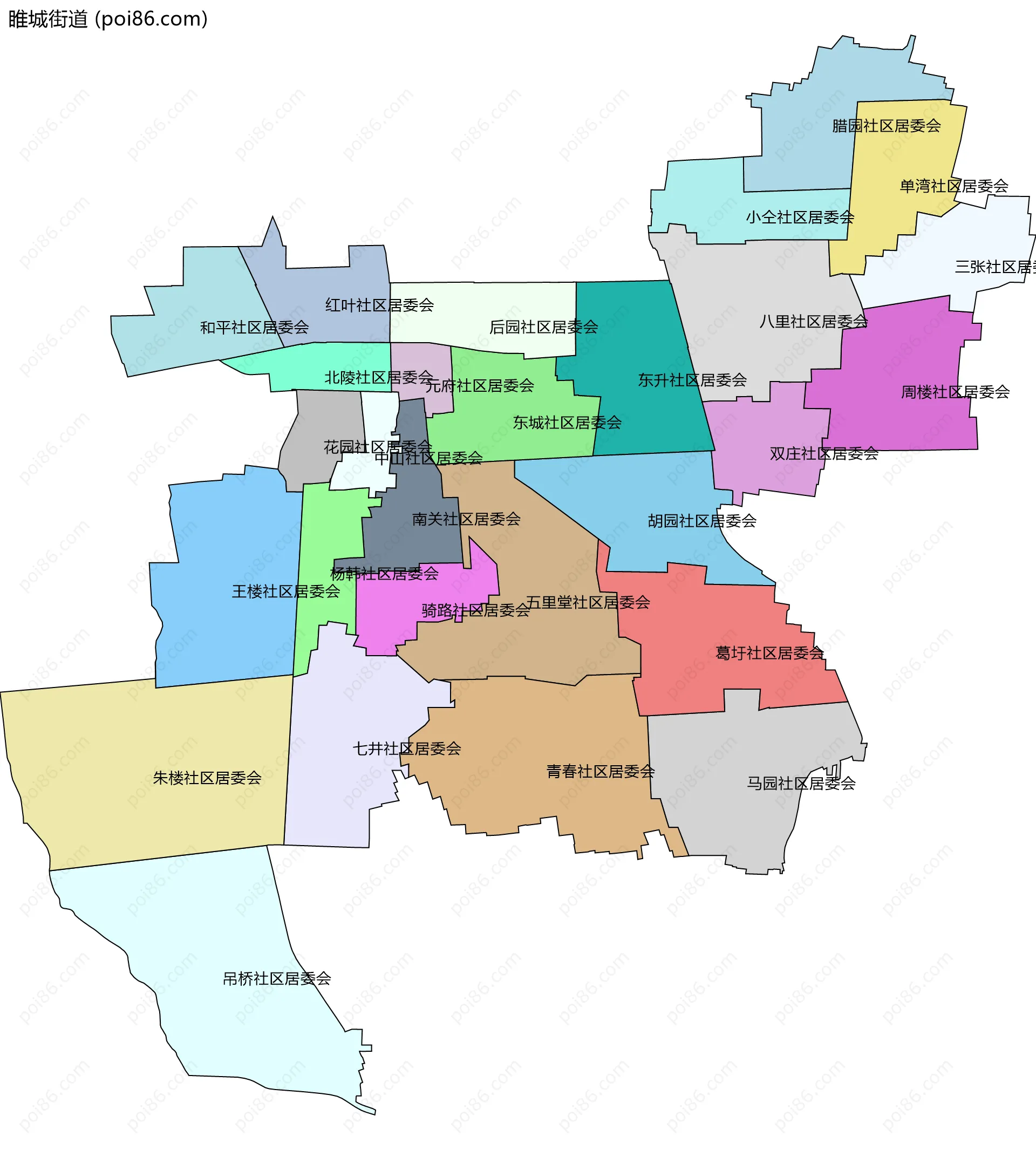 睢城街道边界地图(五级行政区划)
