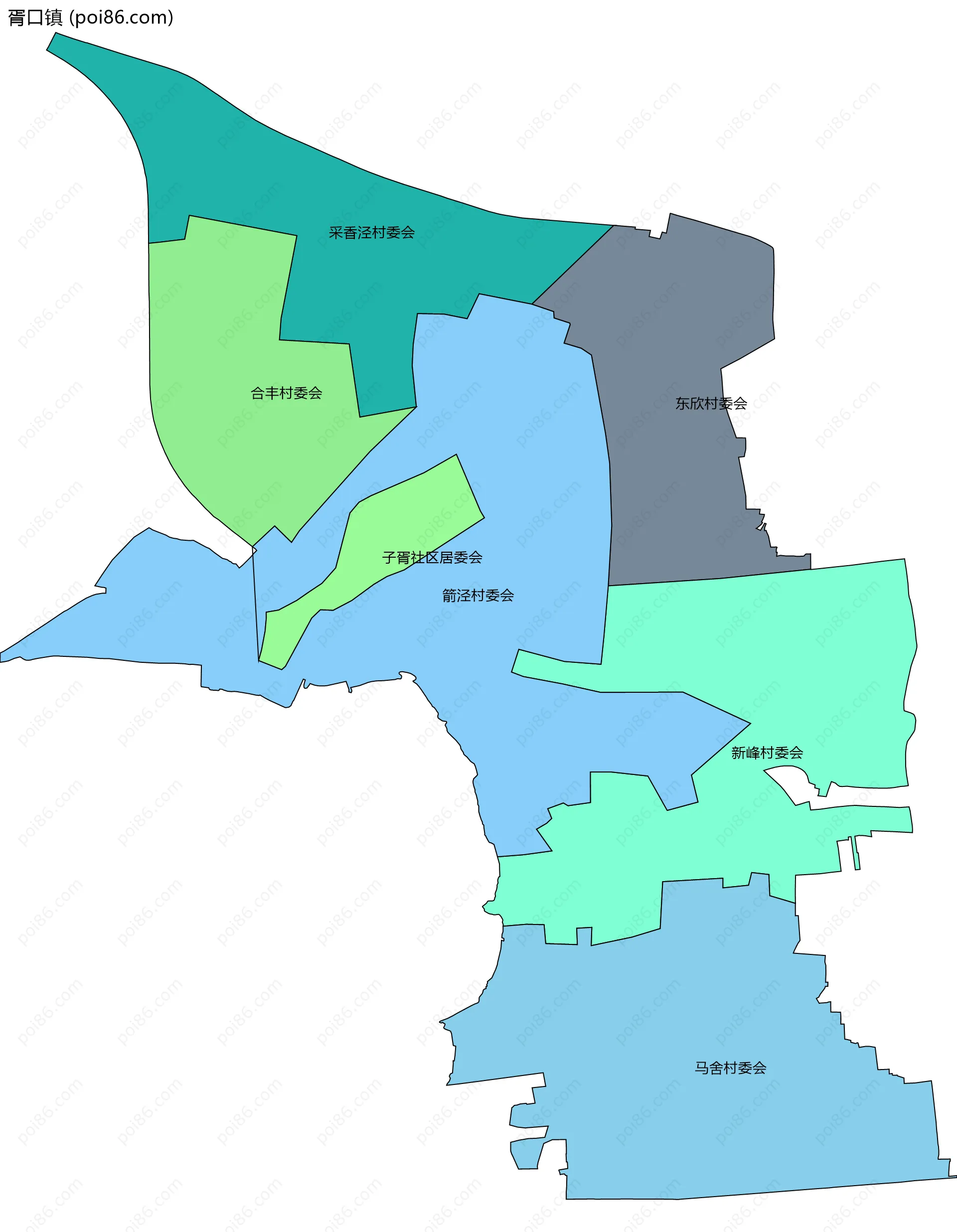 胥口镇边界地图(五级行政区划)