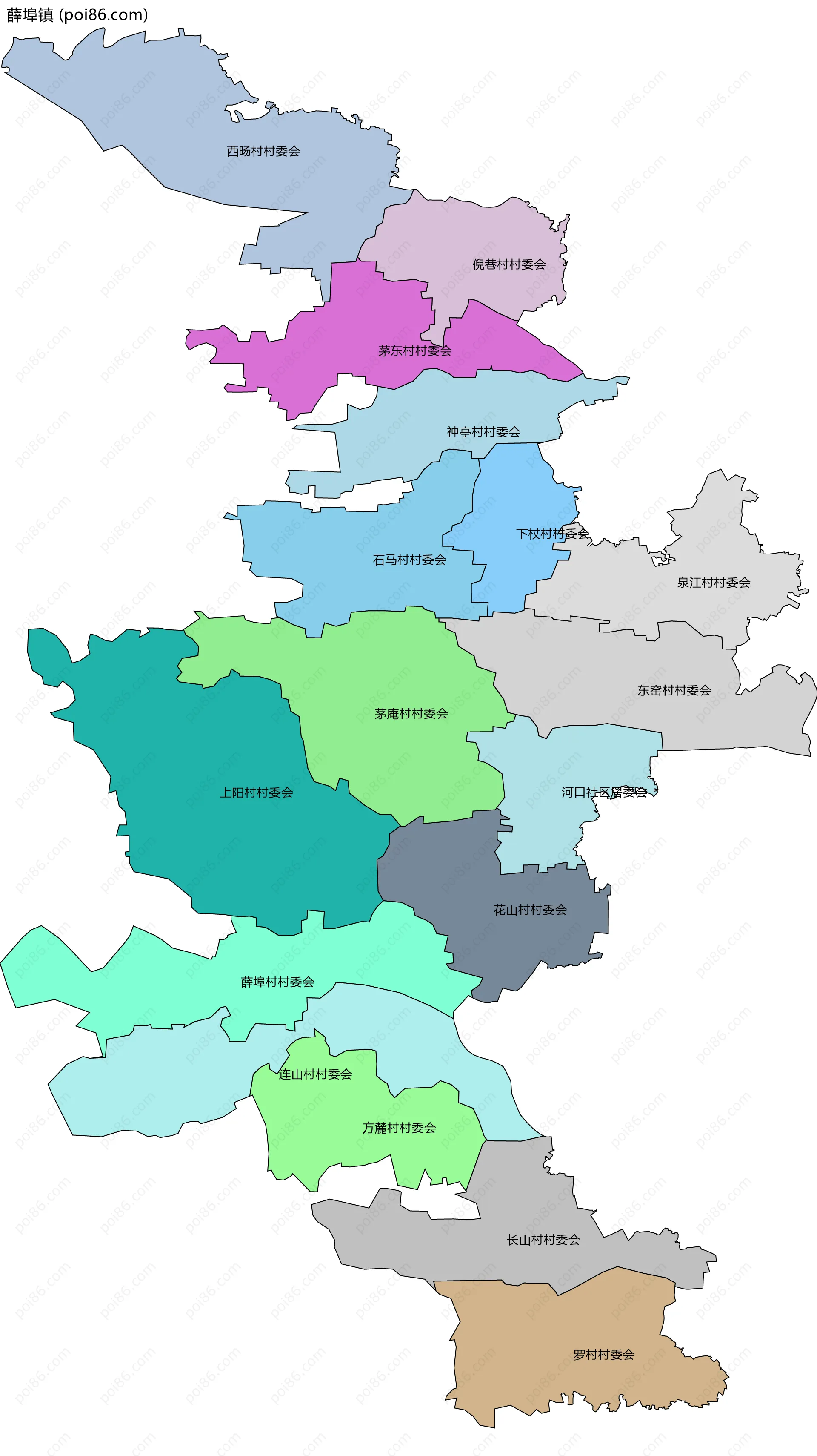 薛埠镇边界地图(五级行政区划)