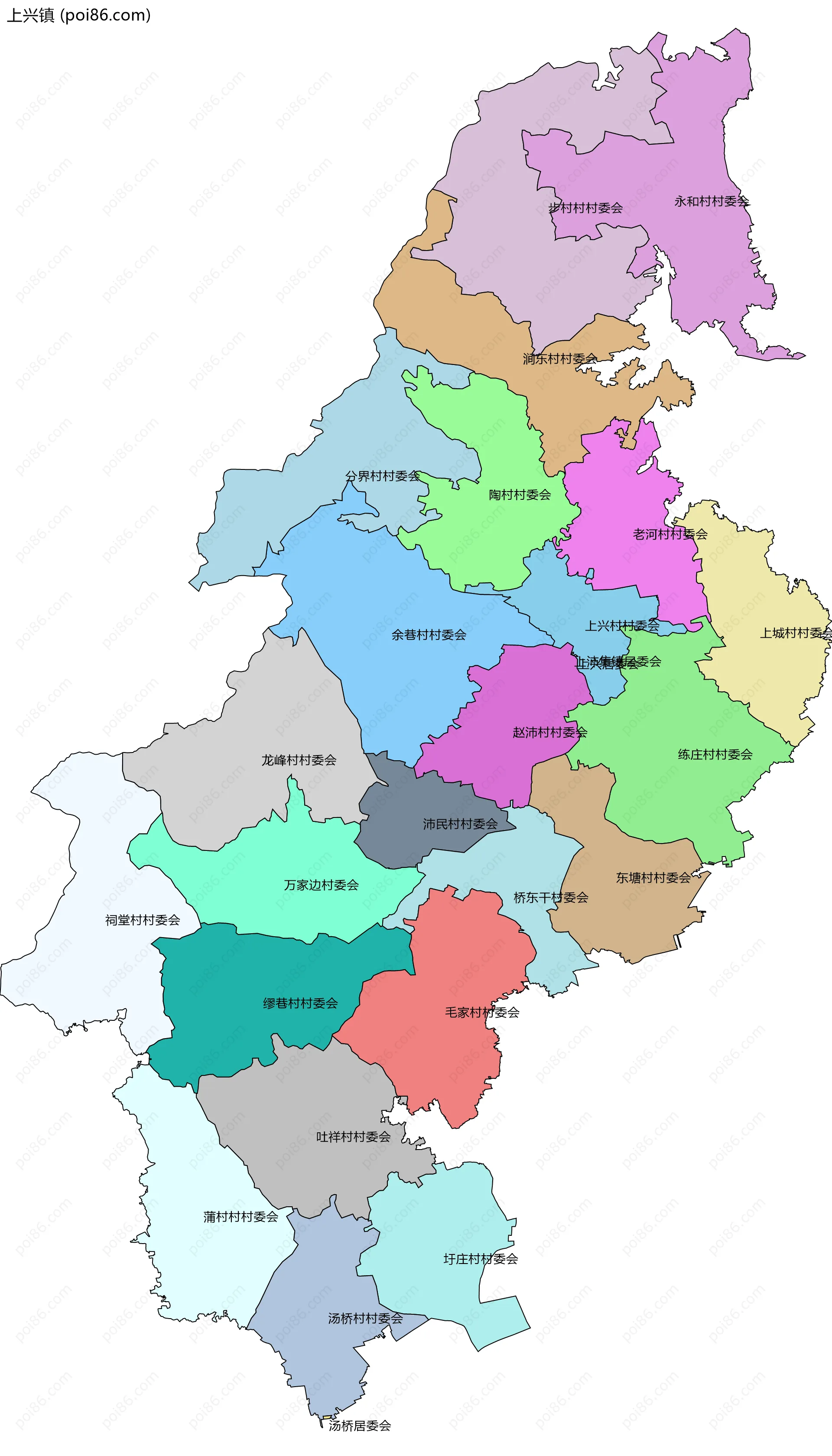 上兴镇边界地图(五级行政区划)