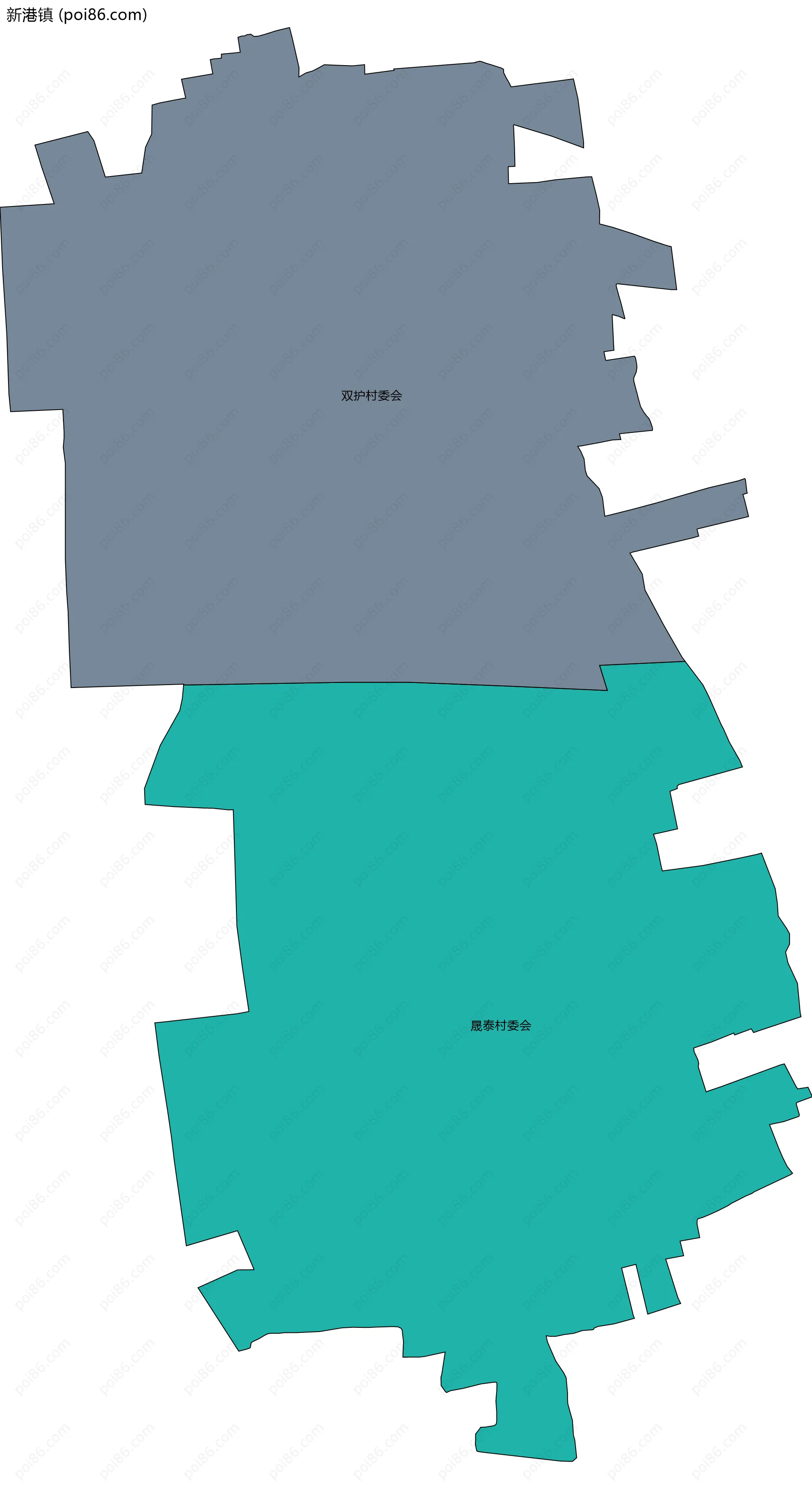 新港镇边界地图(五级行政区划)