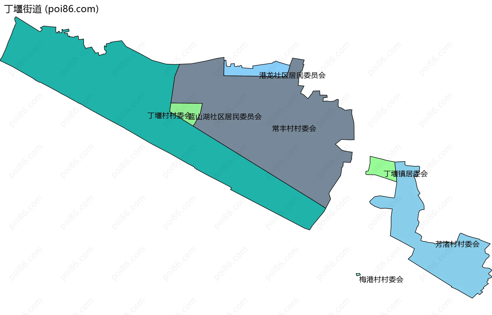 丁堰街道边界地图(五级行政区划)