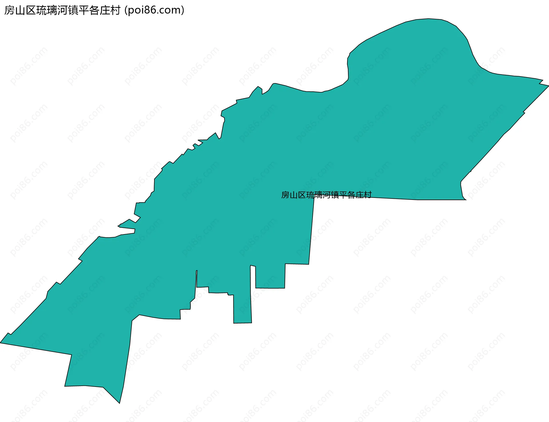 房山区琉璃河镇平各庄村边界地图
