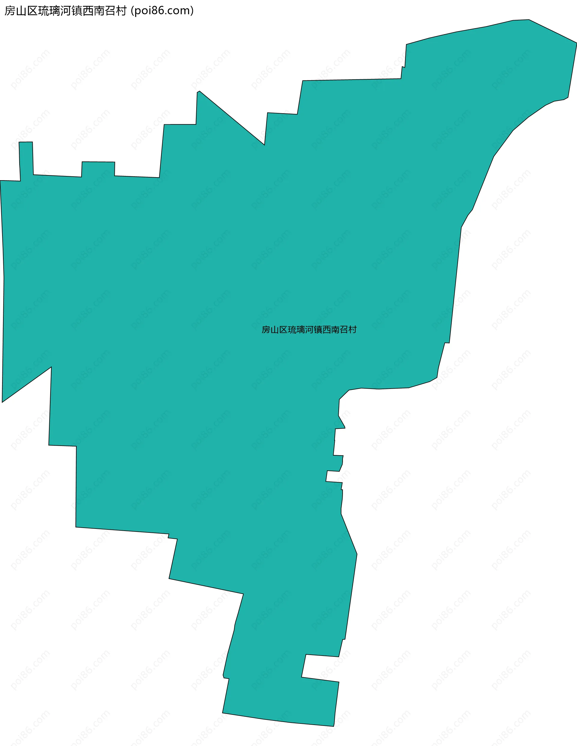 房山区琉璃河镇西南召村边界地图