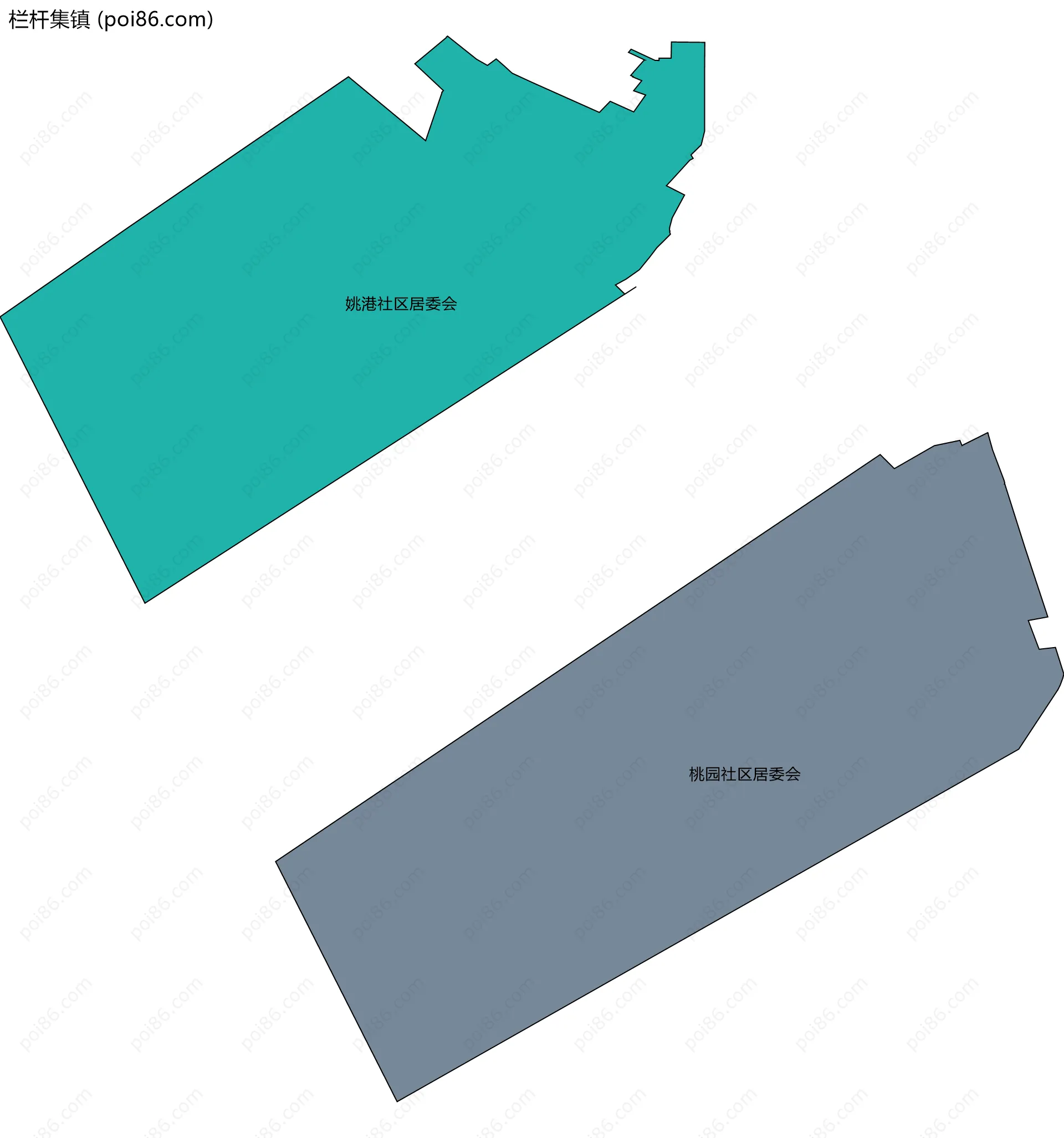 栏杆集镇边界地图(五级行政区划)
