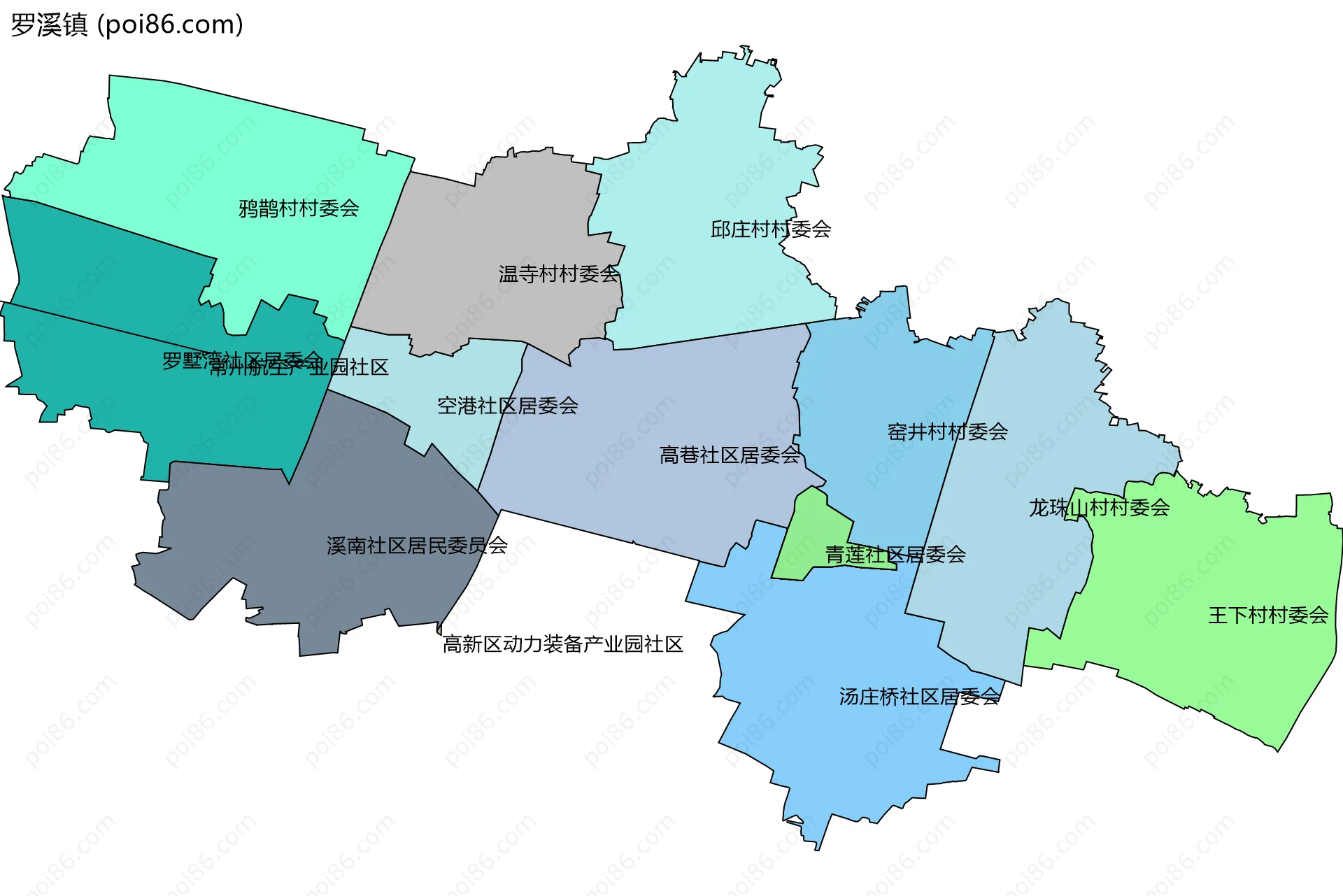 罗溪镇边界地图(五级行政区划)
