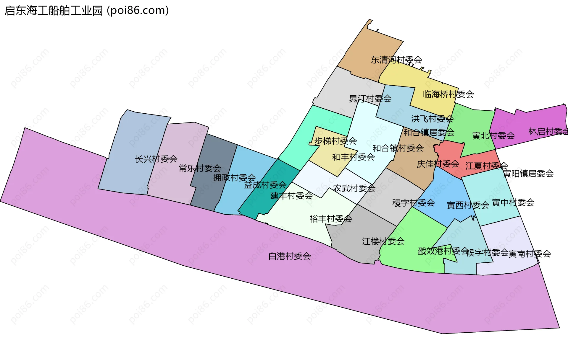 启东海工船舶工业园边界地图(五级行政区划)
