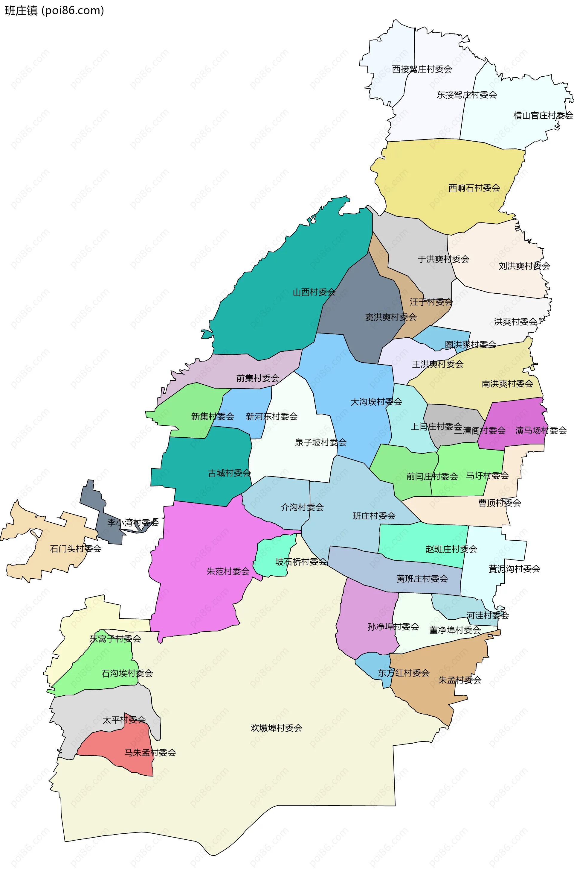 班庄镇边界地图(五级行政区划)