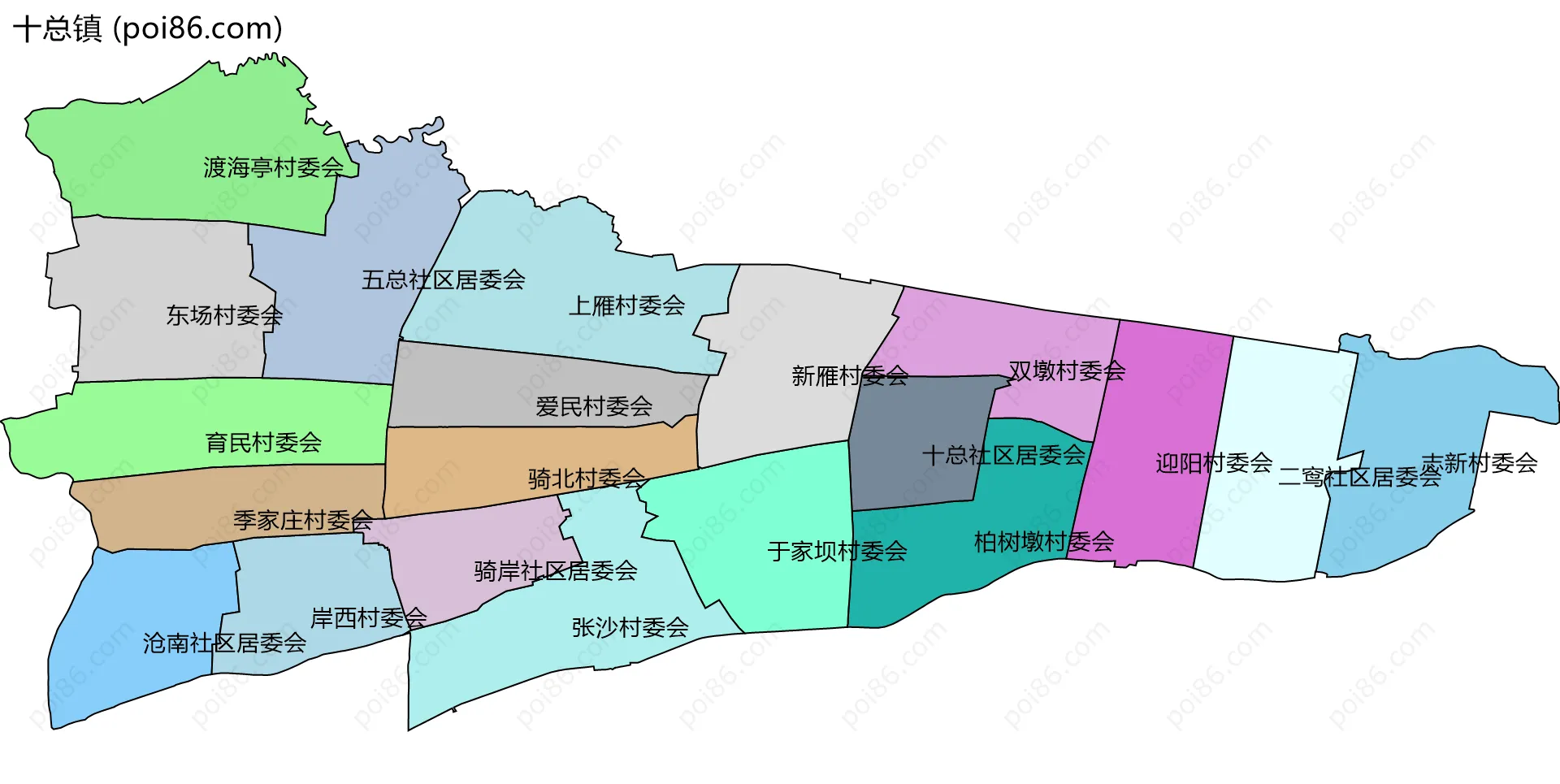 十总镇边界地图(五级行政区划)