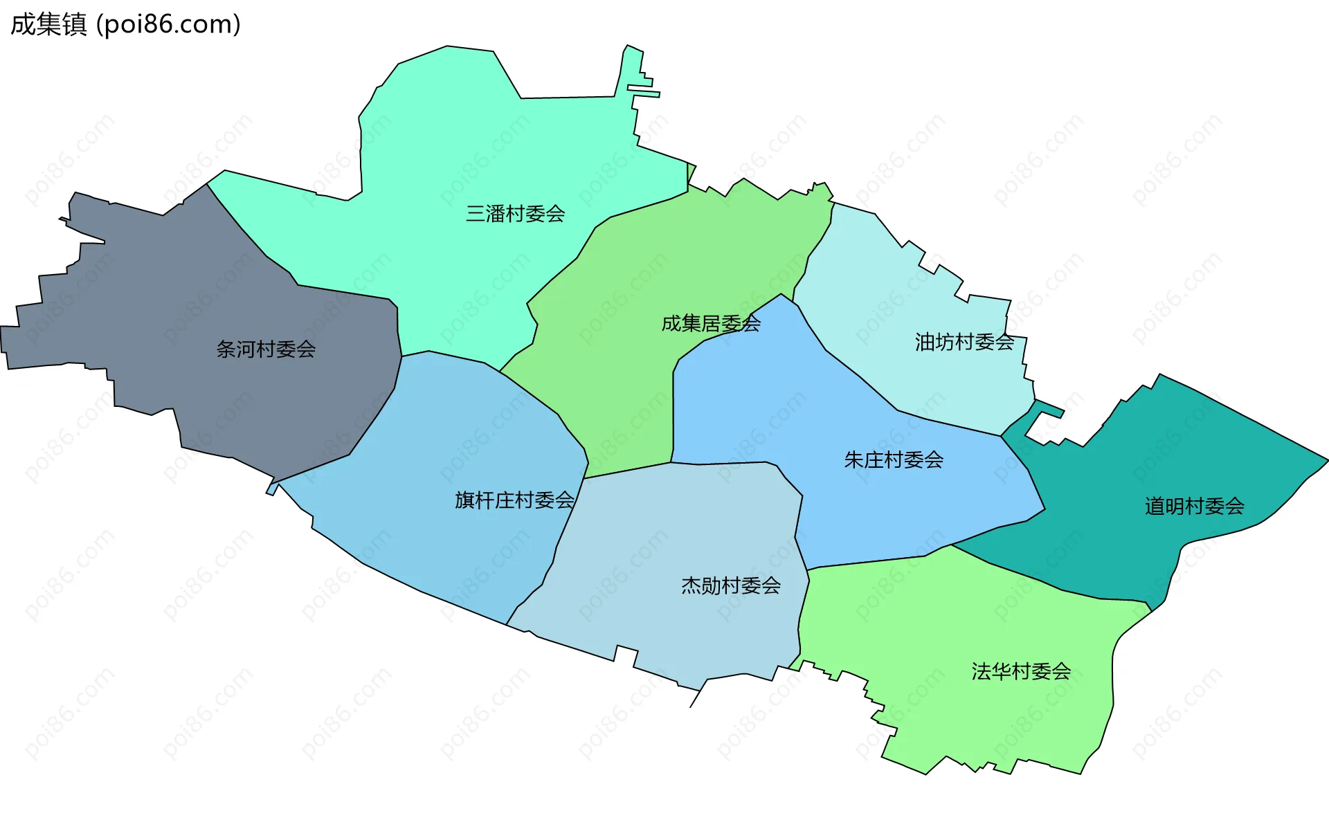 成集镇边界地图(五级行政区划)