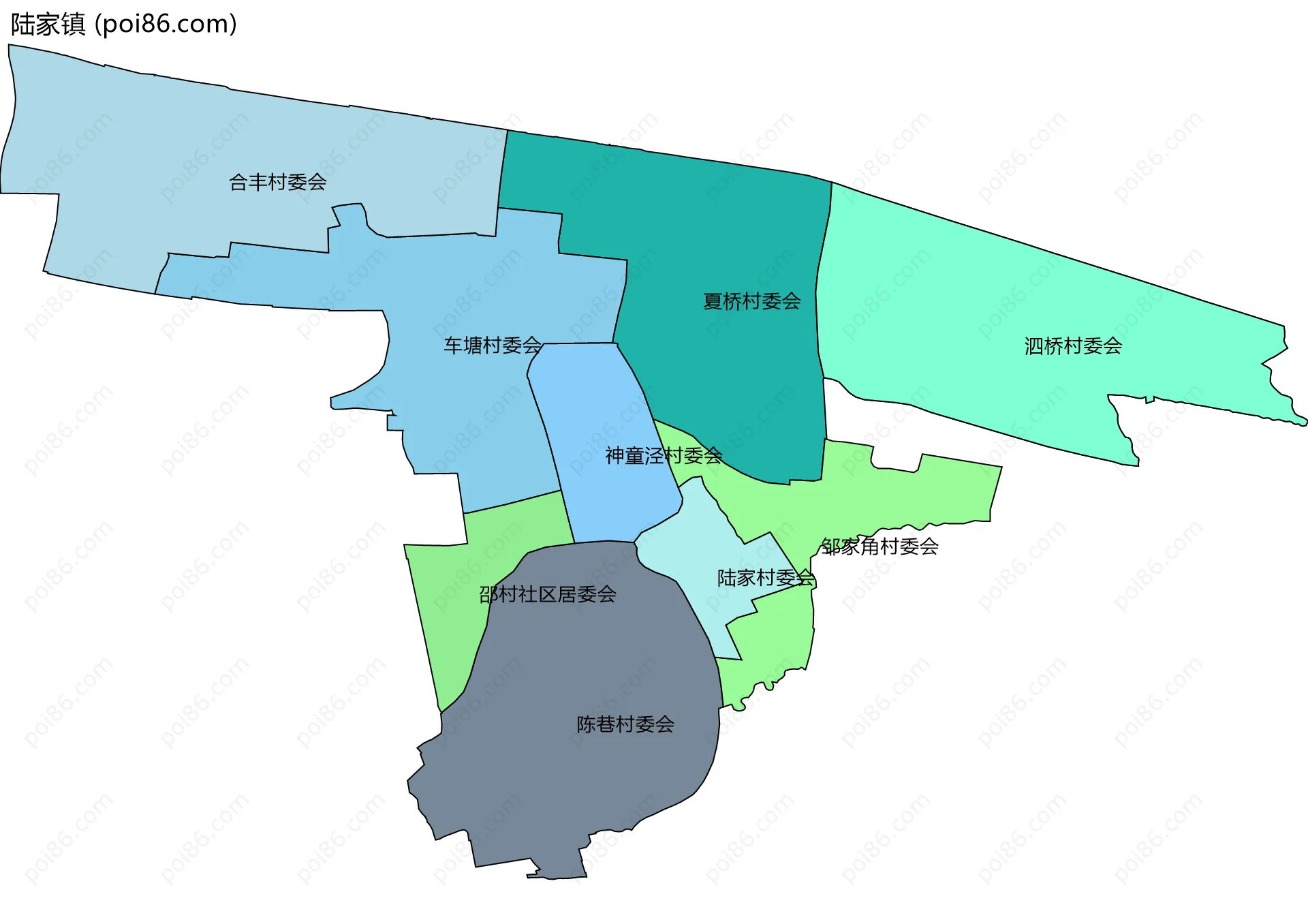陆家镇边界地图(五级行政区划)